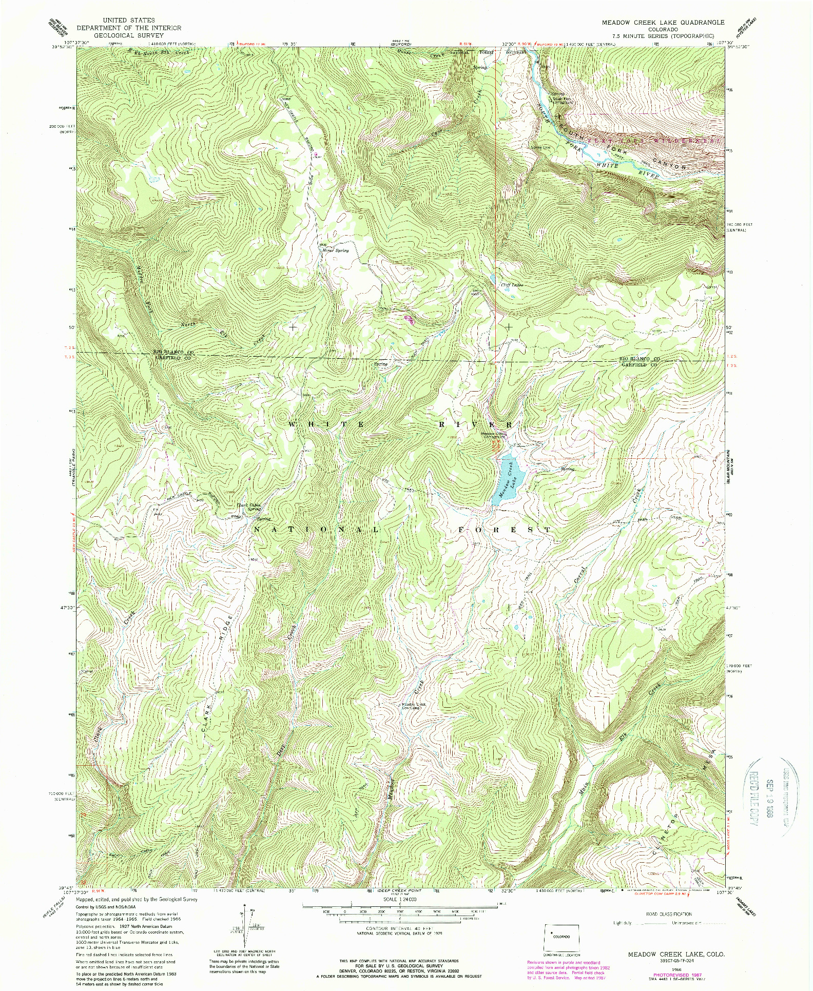 USGS 1:24000-SCALE QUADRANGLE FOR MEADOW CREEK LAKE, CO 1966