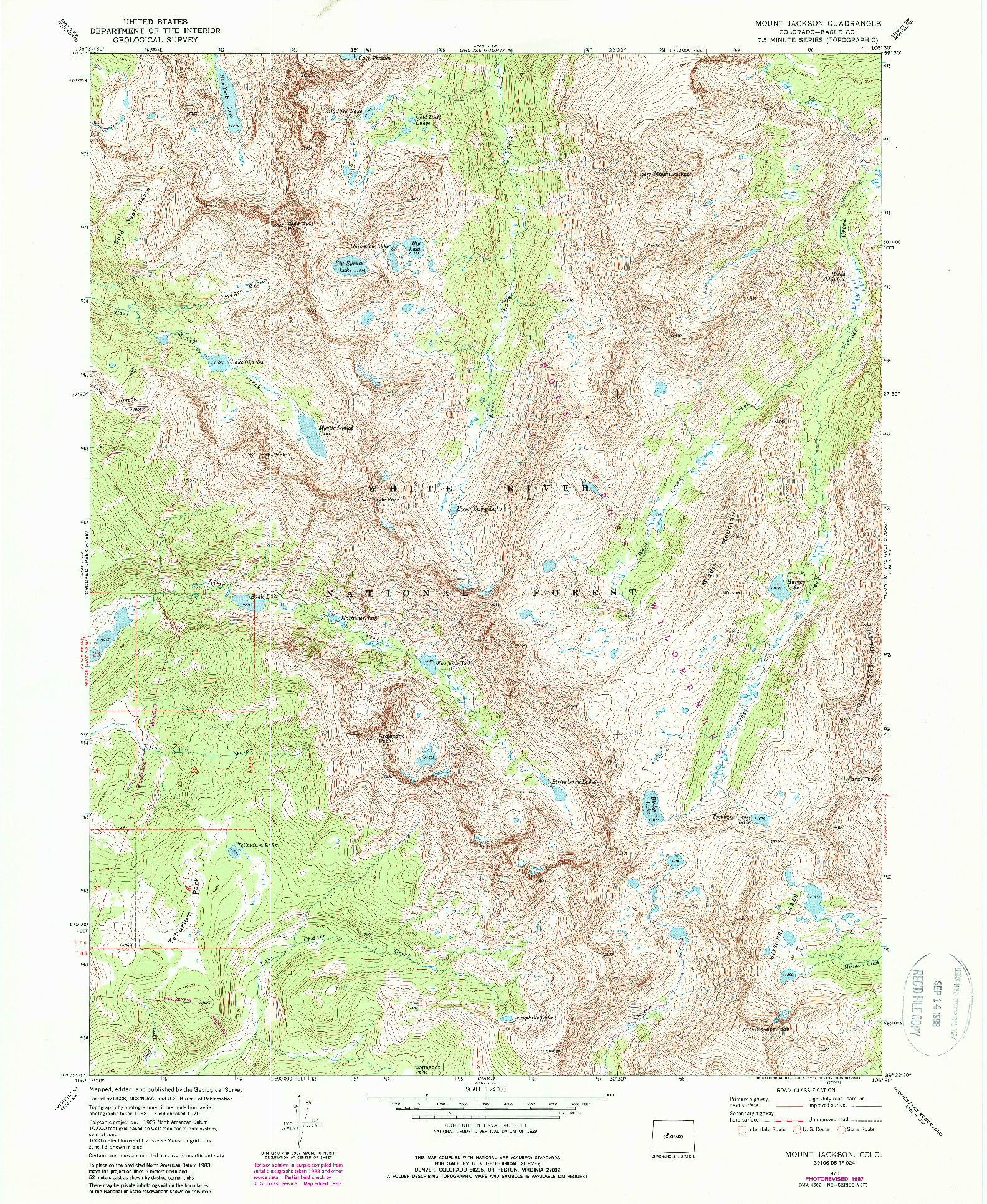 USGS 1:24000-SCALE QUADRANGLE FOR MOUNT JACKSON, CO 1970