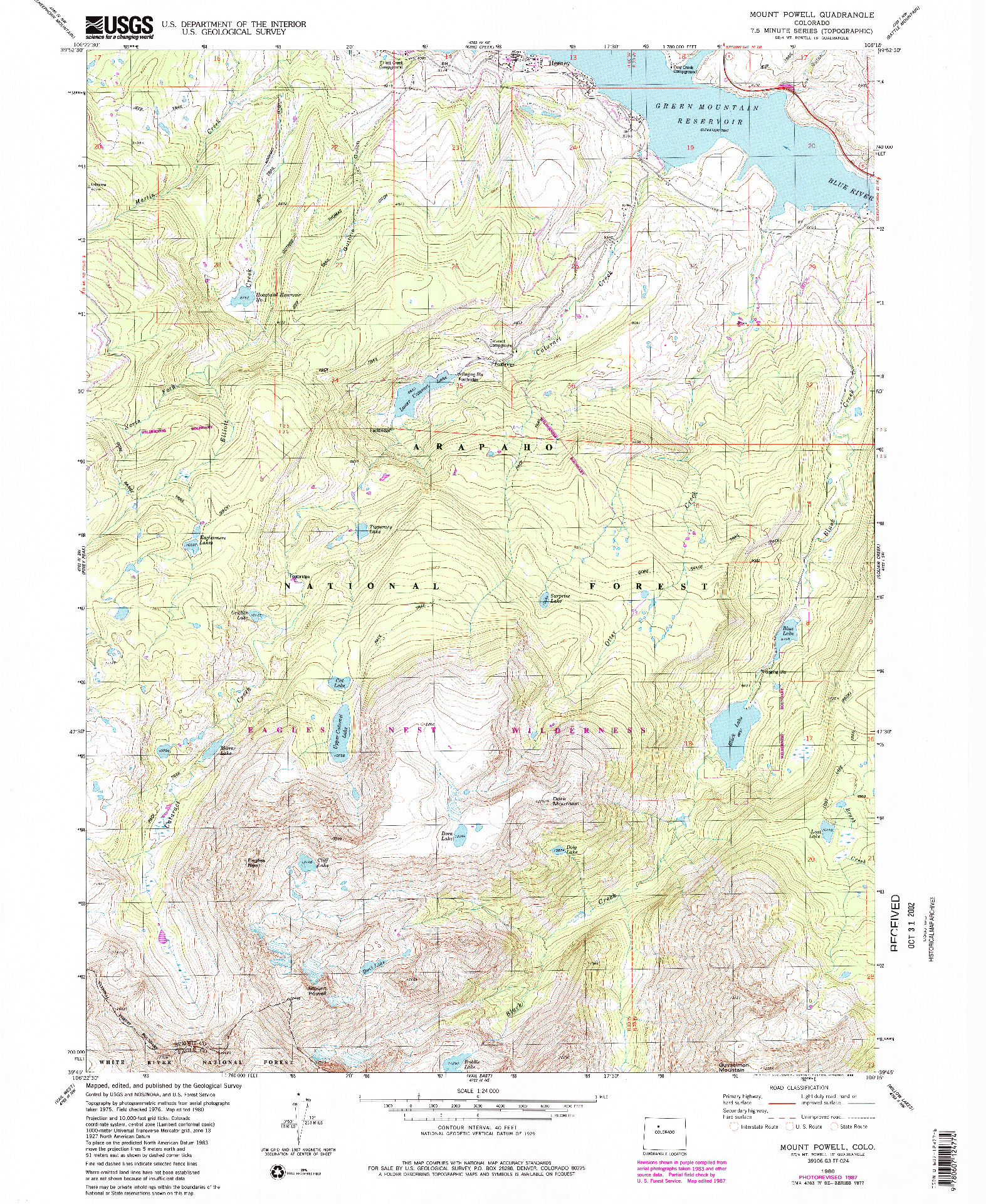 USGS 1:24000-SCALE QUADRANGLE FOR MOUNT POWELL, CO 1980