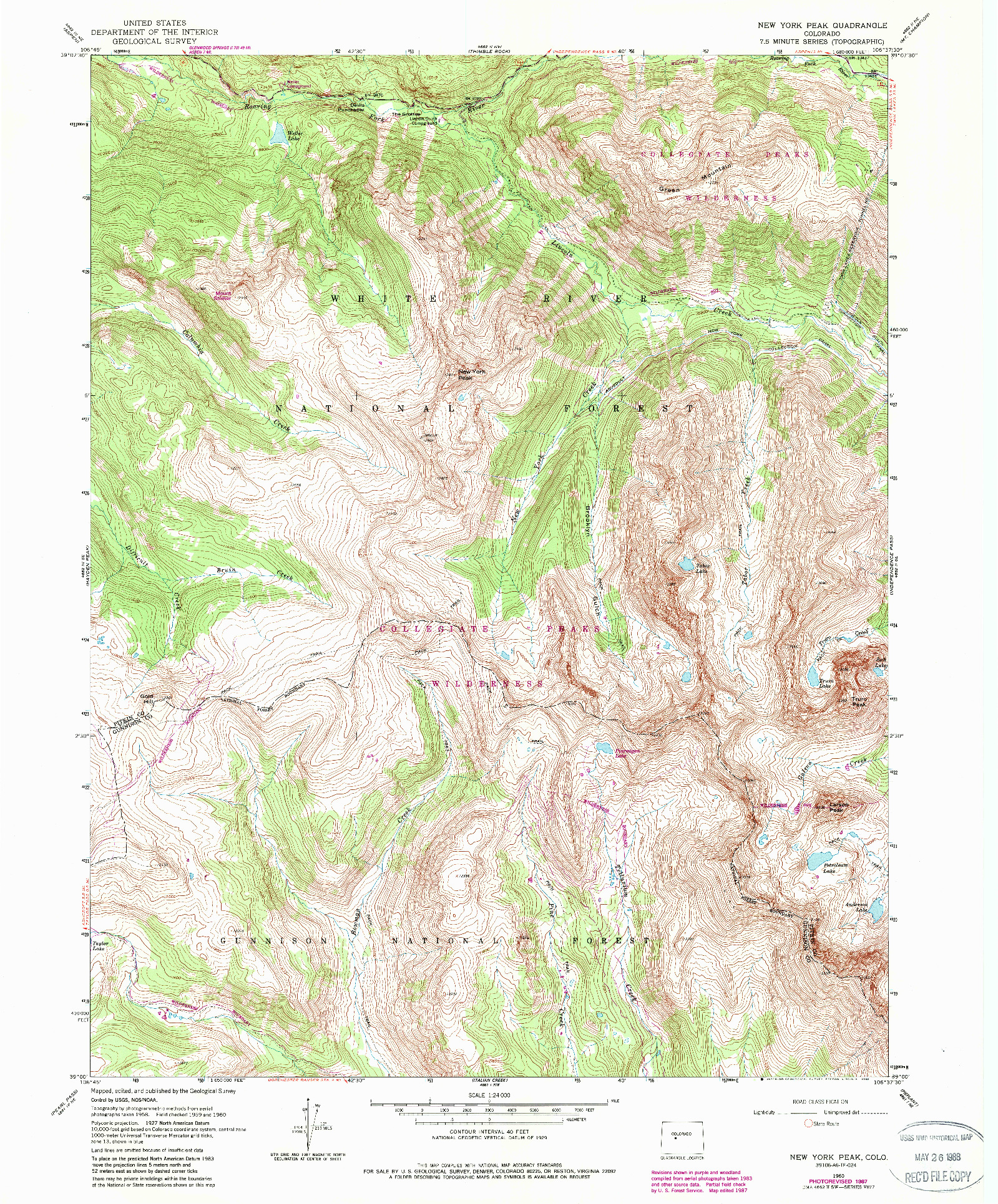 USGS 1:24000-SCALE QUADRANGLE FOR NEW YORK PEAK, CO 1960