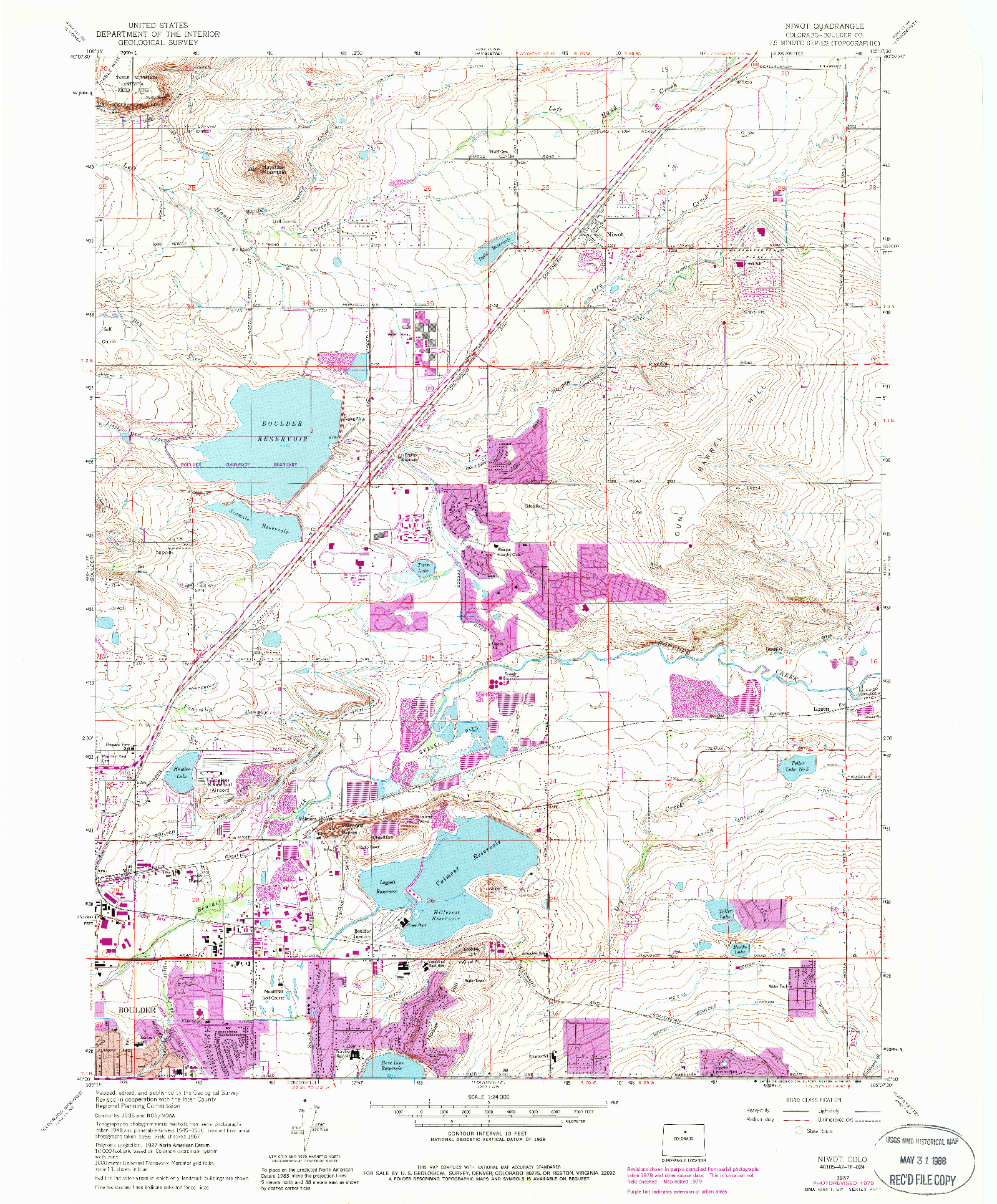 USGS 1:24000-SCALE QUADRANGLE FOR NIWOT, CO 1967