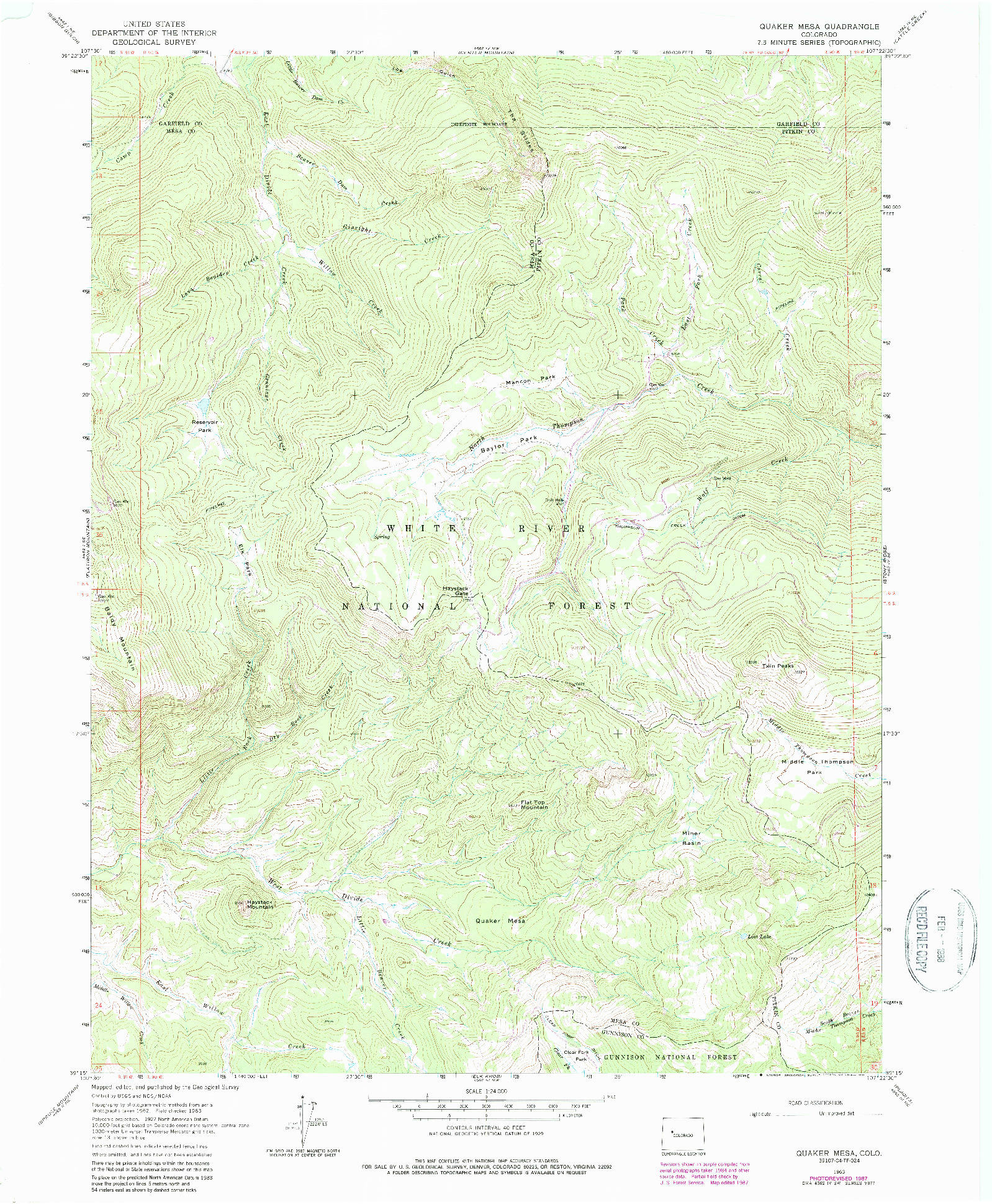 USGS 1:24000-SCALE QUADRANGLE FOR QUAKER MESA, CO 1963