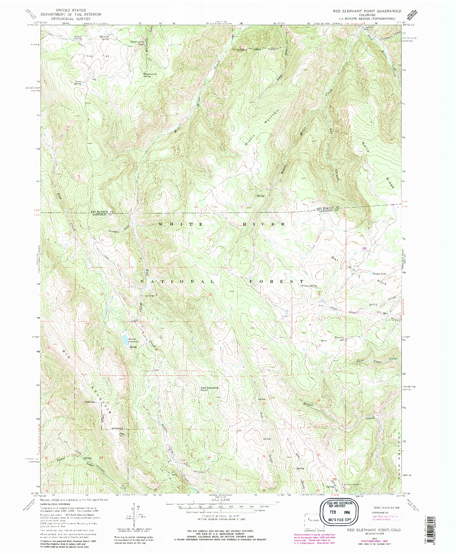 USGS 1:24000-SCALE QUADRANGLE FOR RED ELEPHANT POINT, CO 1966