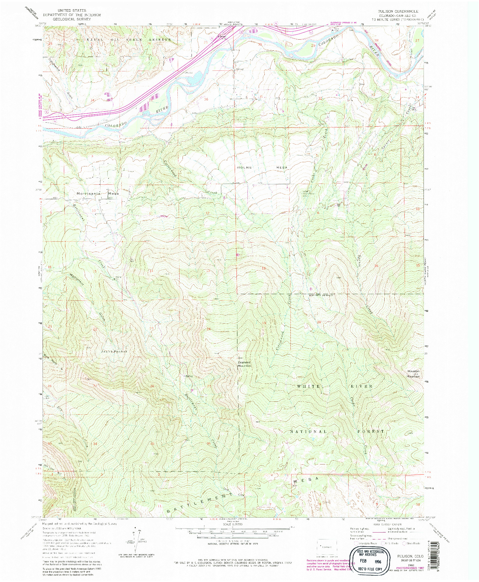 USGS 1:24000-SCALE QUADRANGLE FOR RULISON, CO 1960