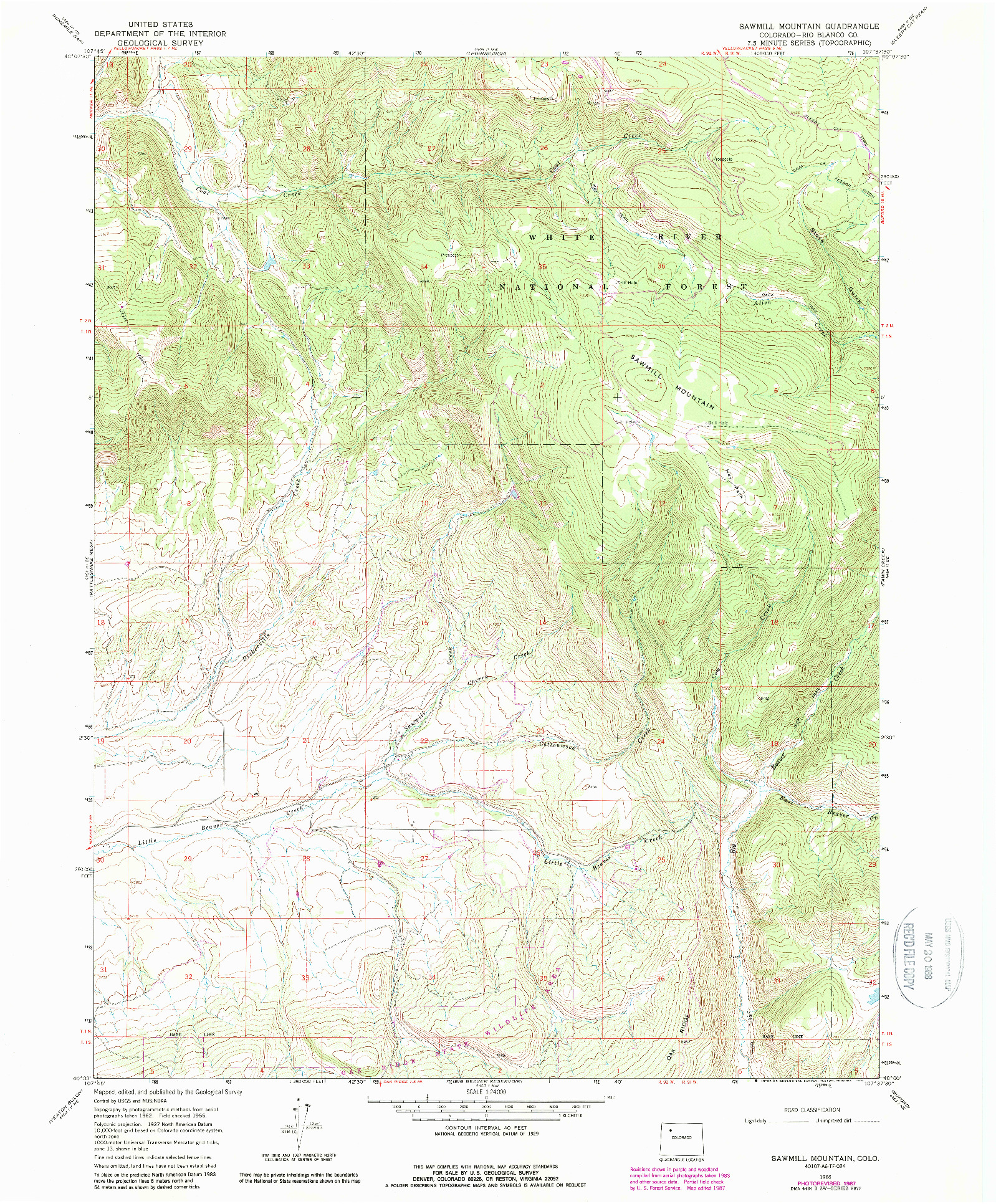 USGS 1:24000-SCALE QUADRANGLE FOR SAWMILL MOUNTAIN, CO 1966