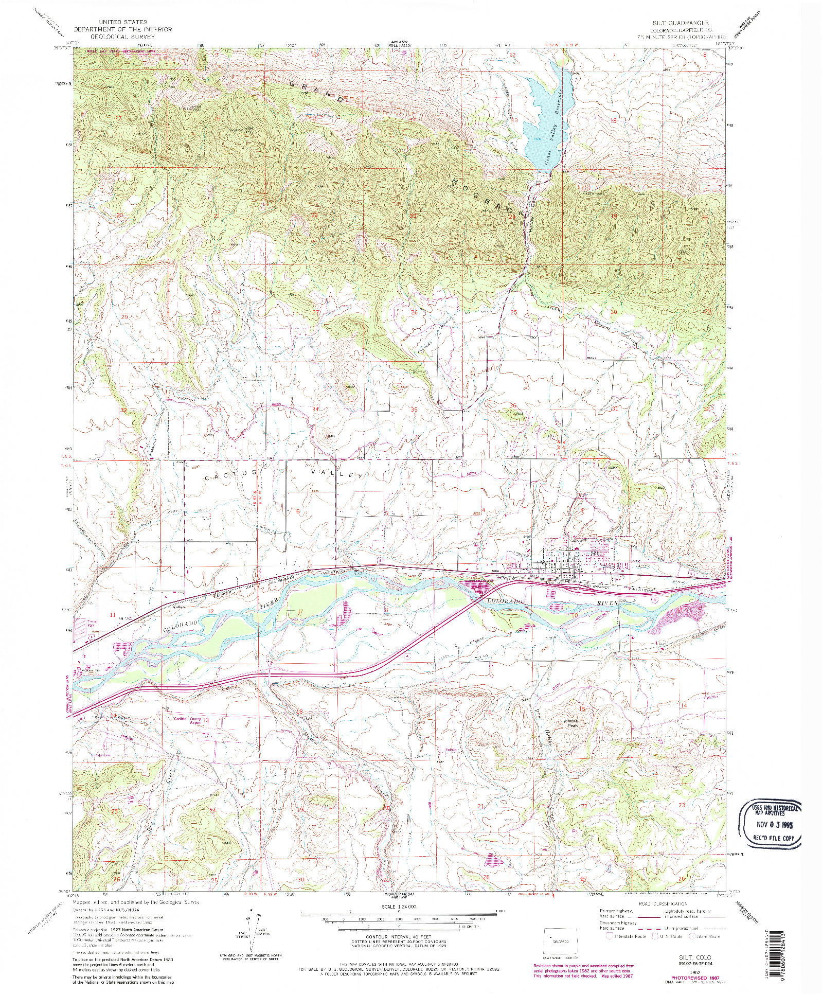 USGS 1:24000-SCALE QUADRANGLE FOR SILT, CO 1962