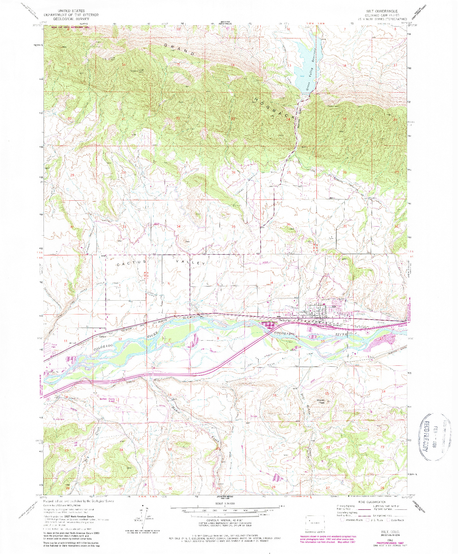 USGS 1:24000-SCALE QUADRANGLE FOR SILT, CO 1962