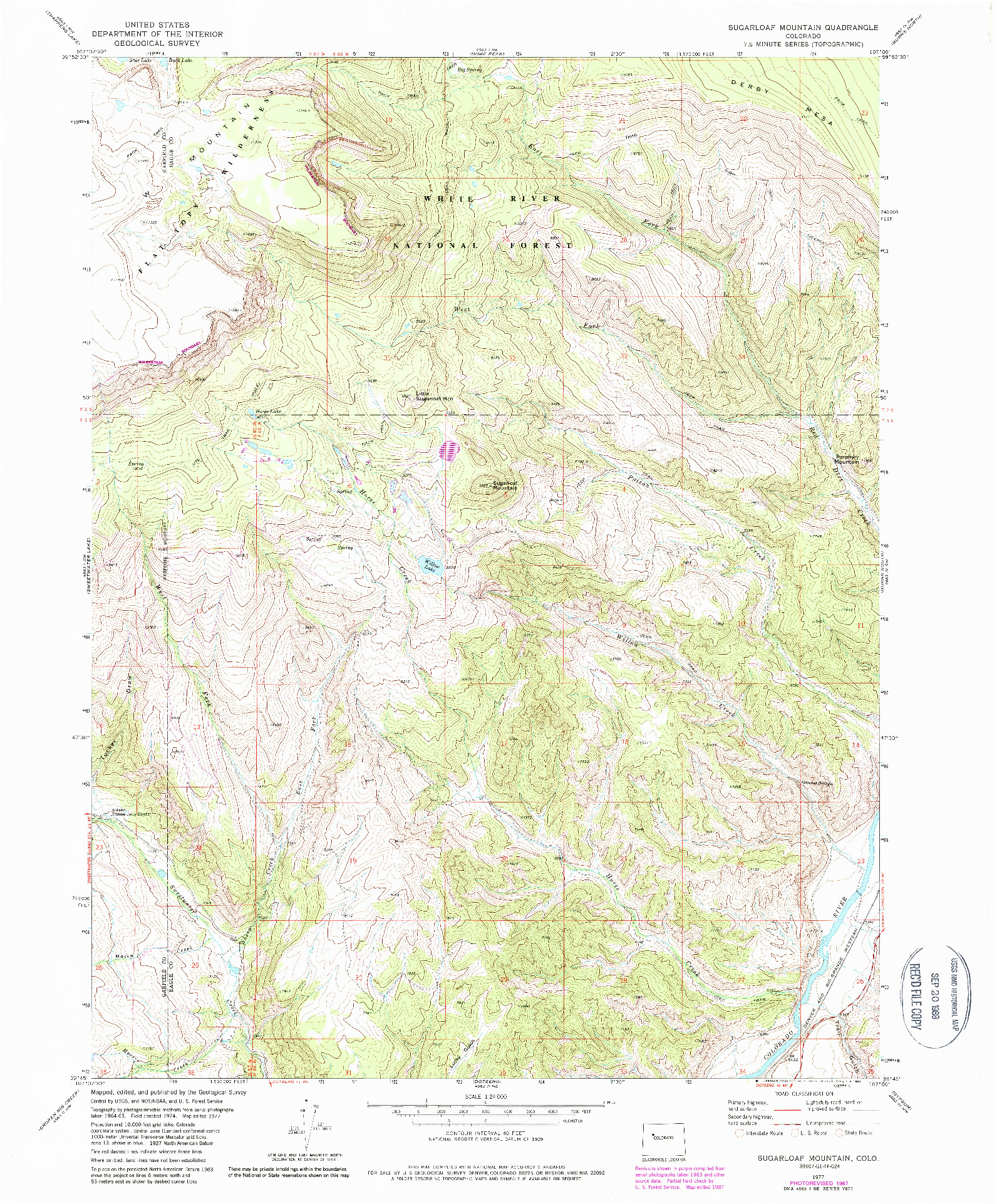 USGS 1:24000-SCALE QUADRANGLE FOR SUGARLOAF MOUNTAIN, CO 1977