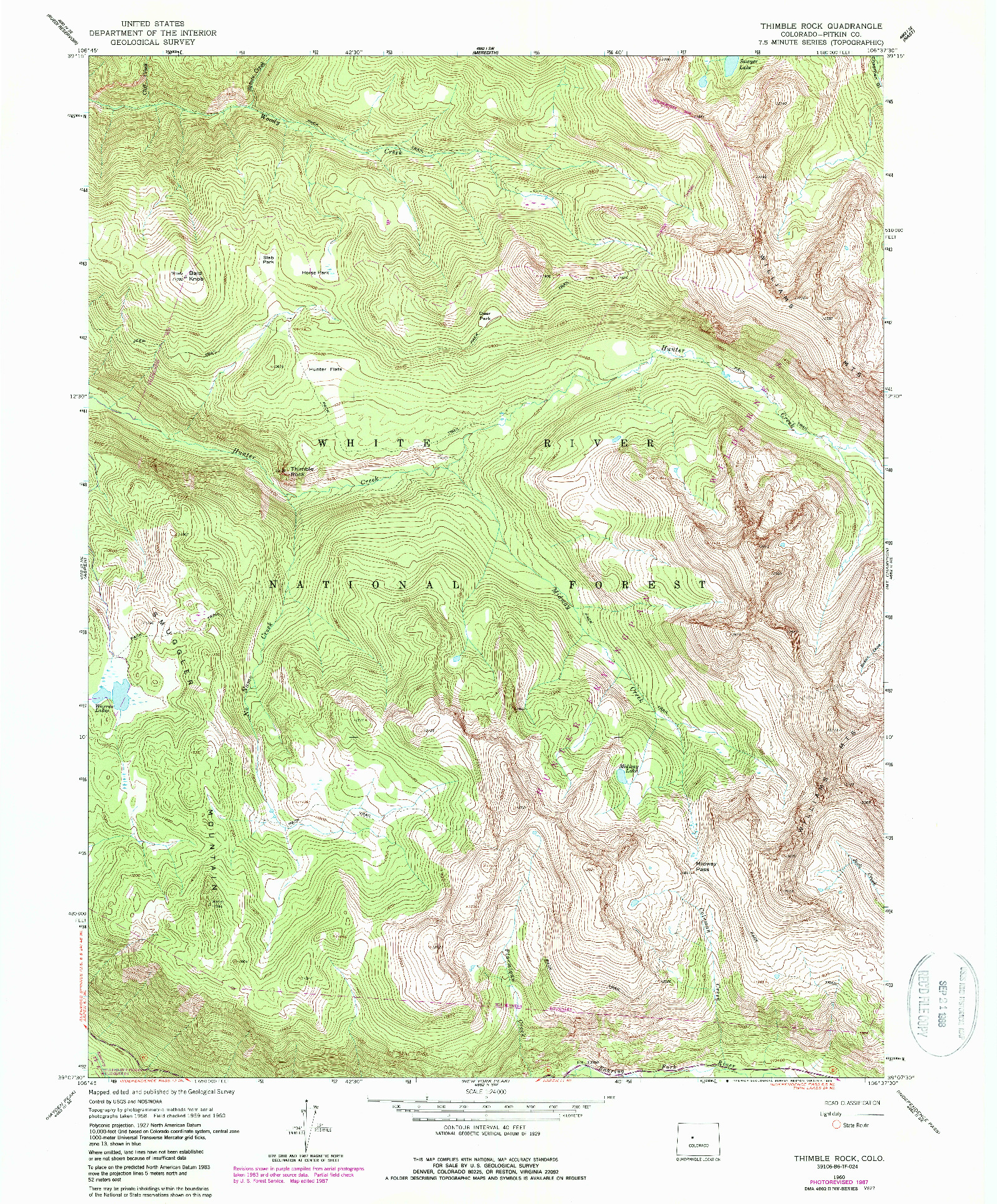 USGS 1:24000-SCALE QUADRANGLE FOR THIMBLE ROCK, CO 1960