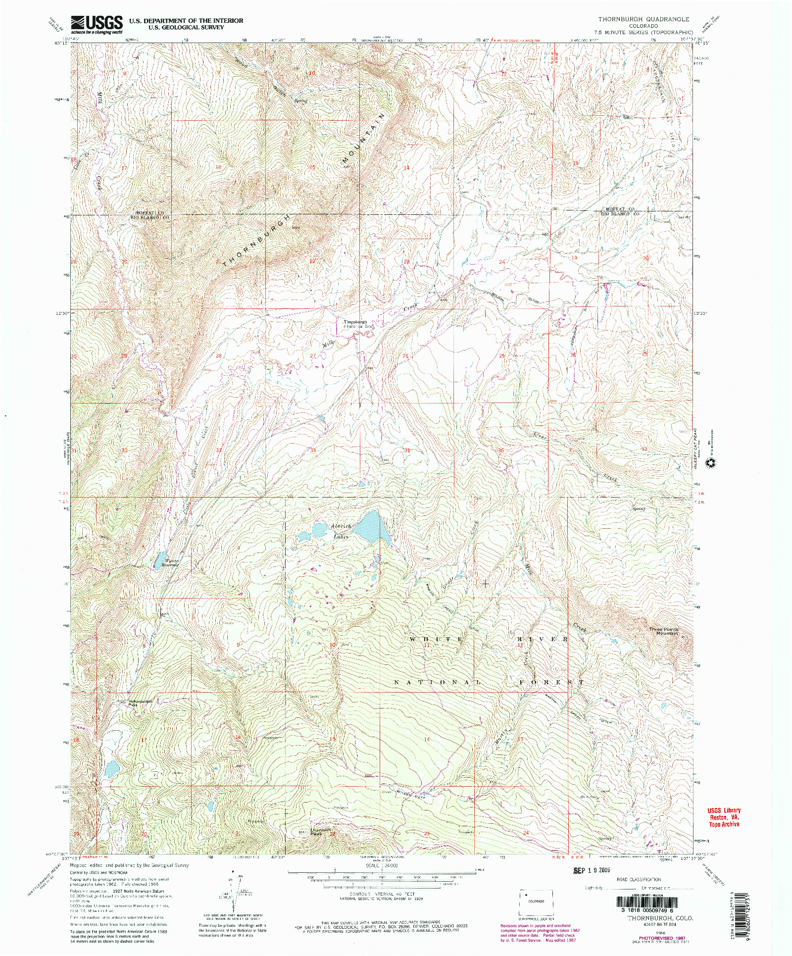 USGS 1:24000-SCALE QUADRANGLE FOR THORNBURGH, CO 1966