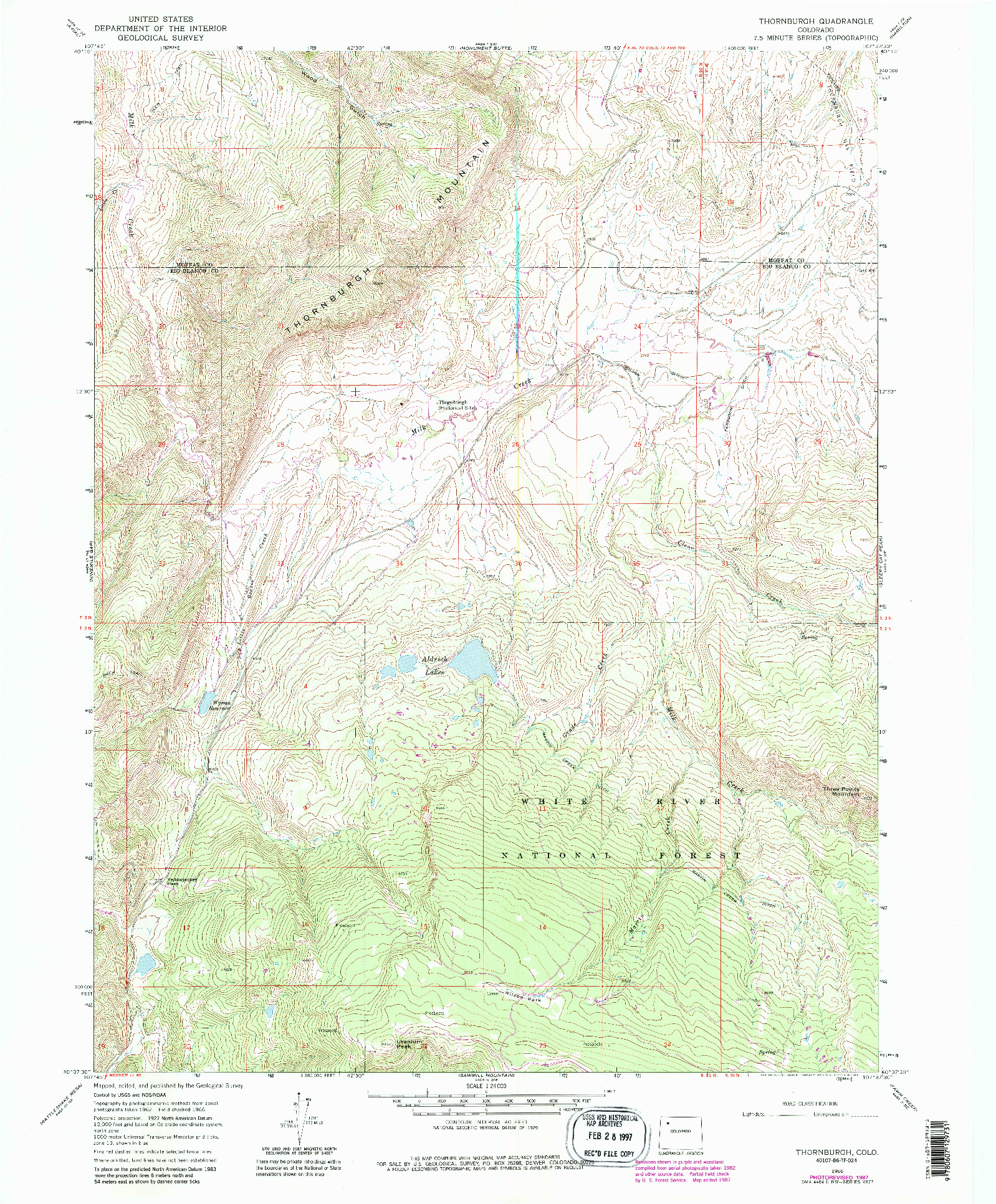 USGS 1:24000-SCALE QUADRANGLE FOR THORNBURGH, CO 1966