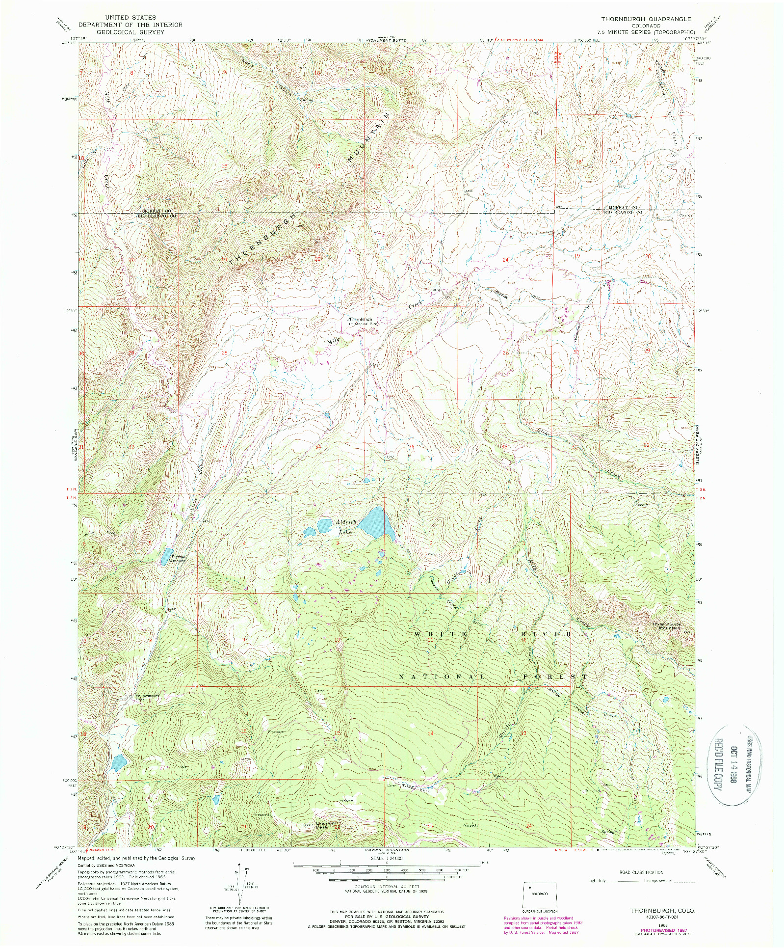 USGS 1:24000-SCALE QUADRANGLE FOR THORNBURGH, CO 1966