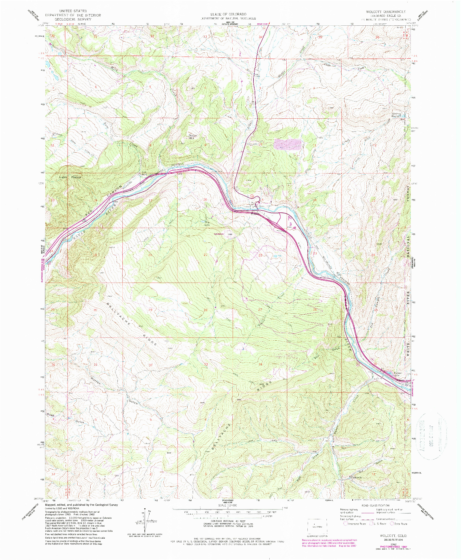 USGS 1:24000-SCALE QUADRANGLE FOR WOLCOTT, CO 1962