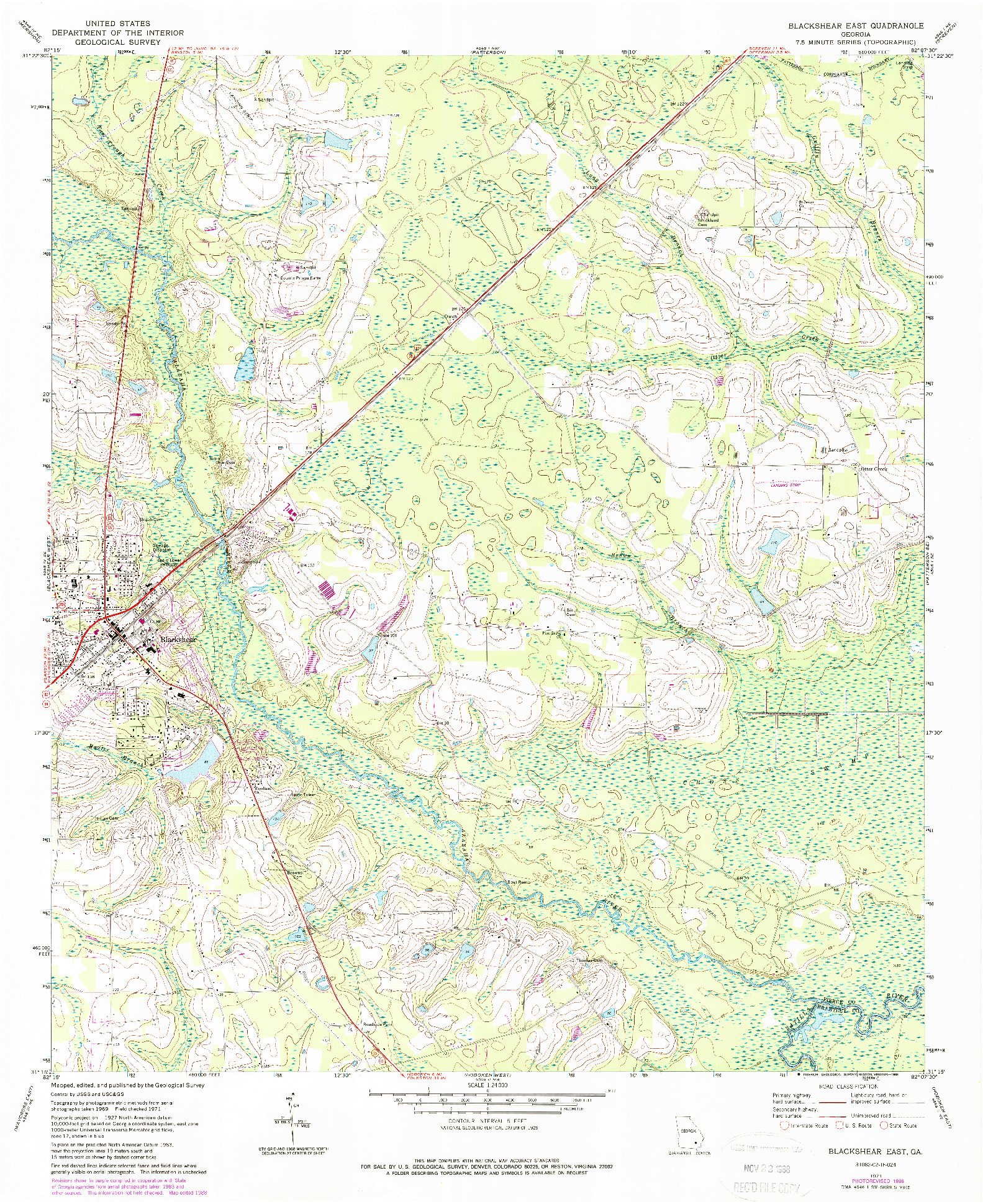 USGS 1:24000-SCALE QUADRANGLE FOR BLACKSHEAR EAST, GA 1971