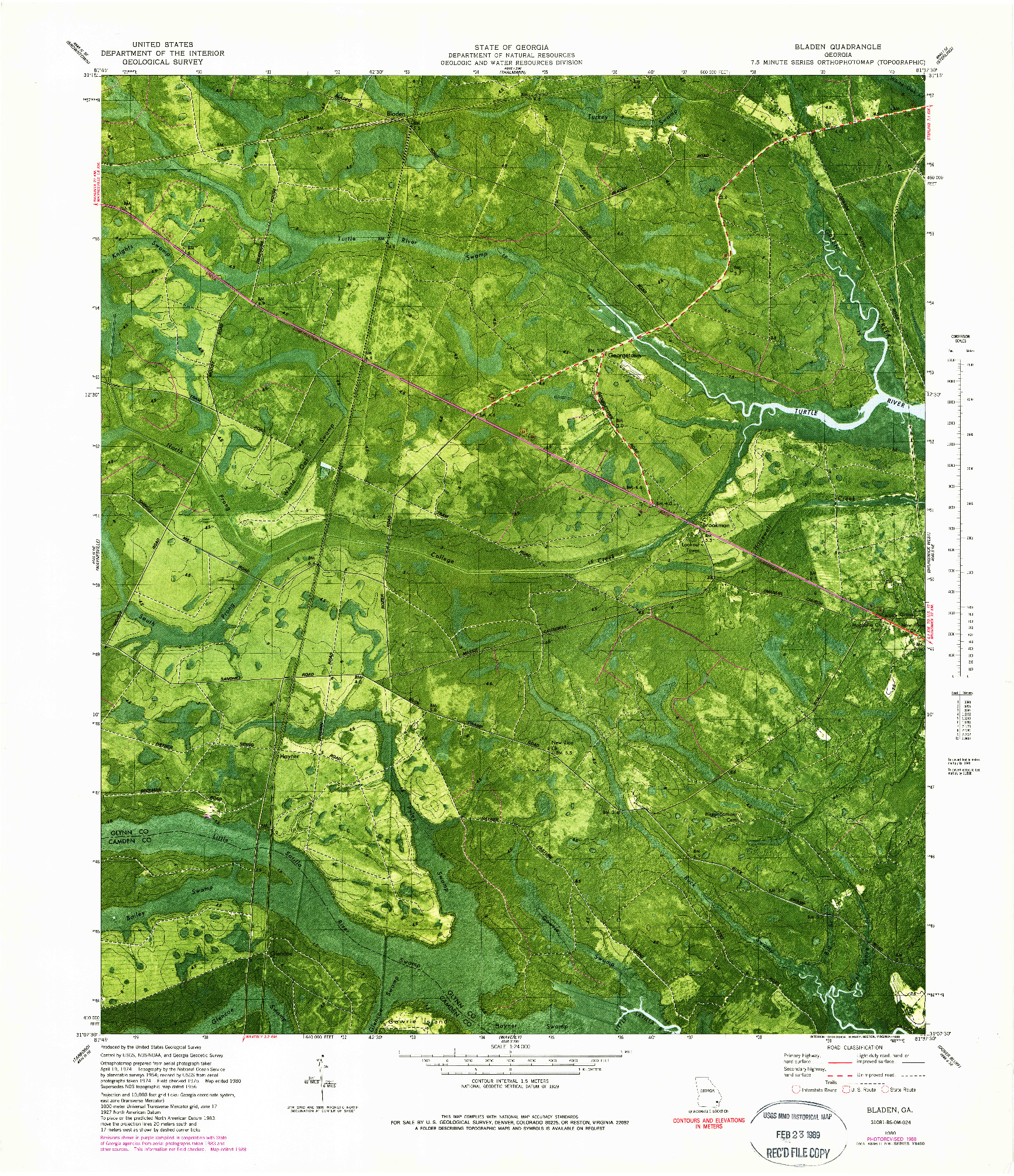 USGS 1:24000-SCALE QUADRANGLE FOR BLADEN, GA 1980