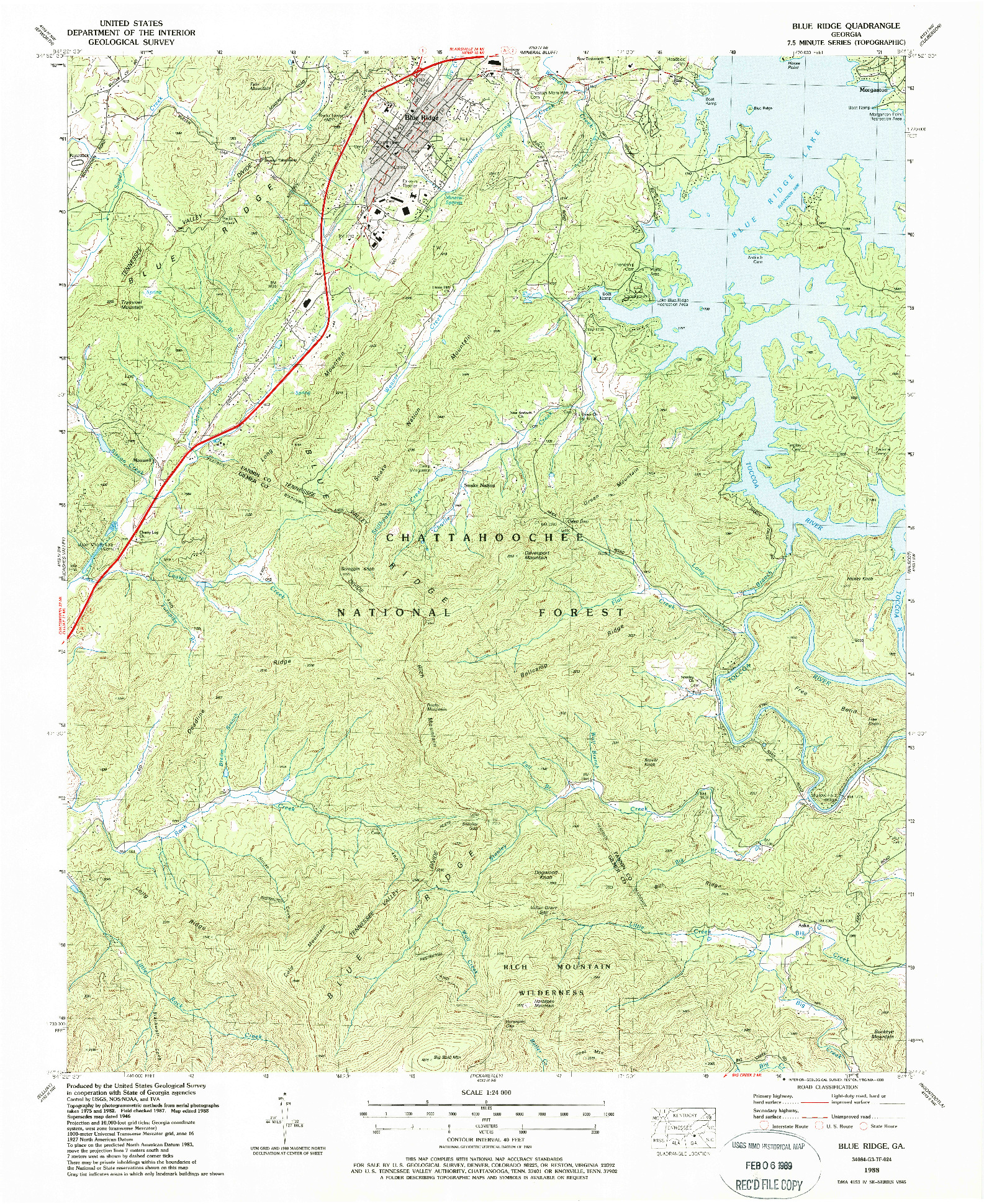 USGS 1:24000-SCALE QUADRANGLE FOR BLUE RIDGE, GA 1988