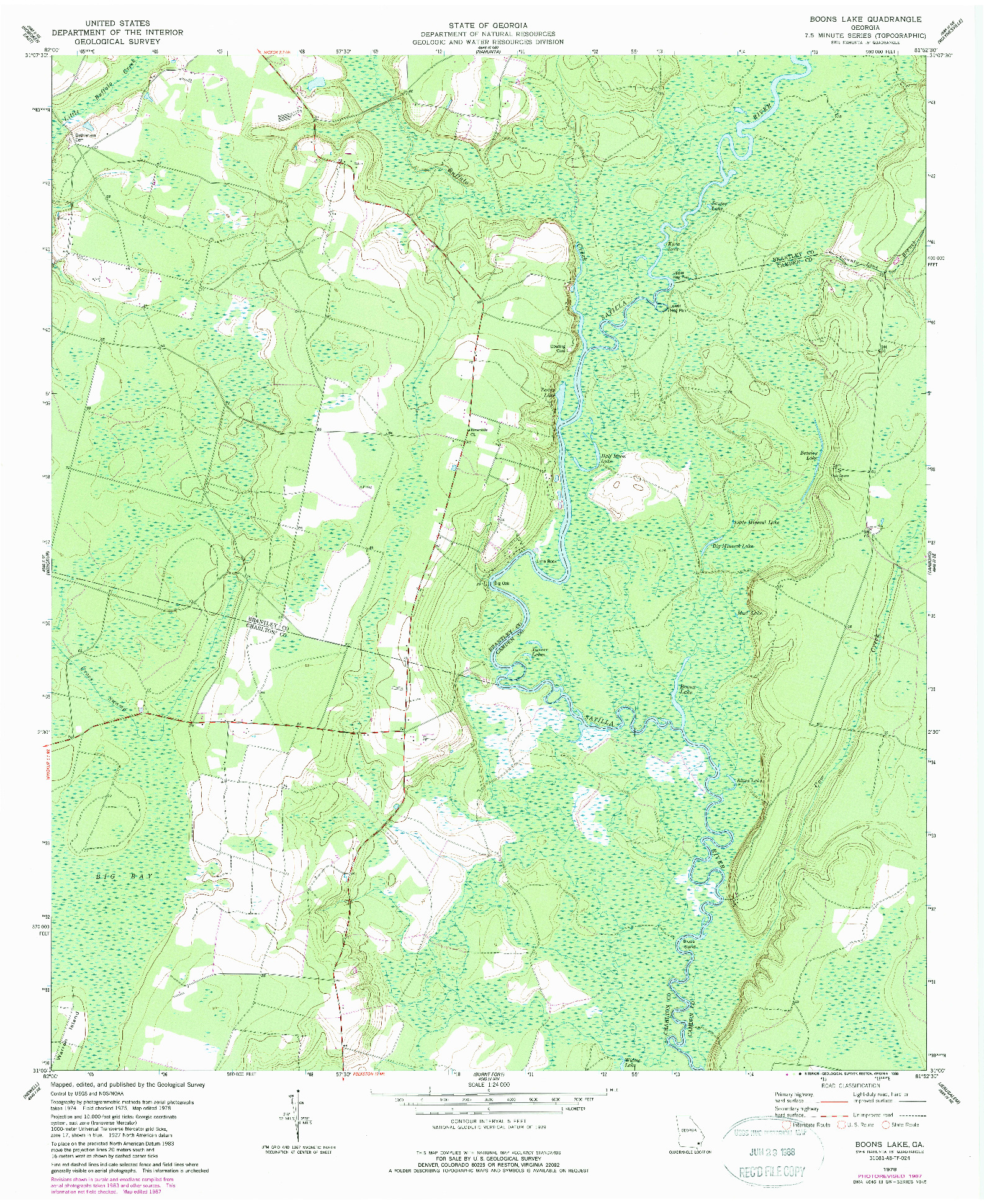 USGS 1:24000-SCALE QUADRANGLE FOR BOONS LAKE, GA 1978