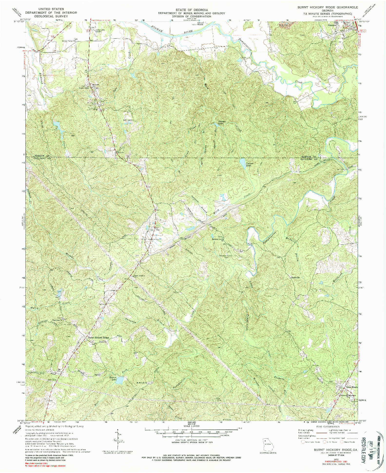 USGS 1:24000-SCALE QUADRANGLE FOR BURNT HOCKORY RIDGE, GA 1972