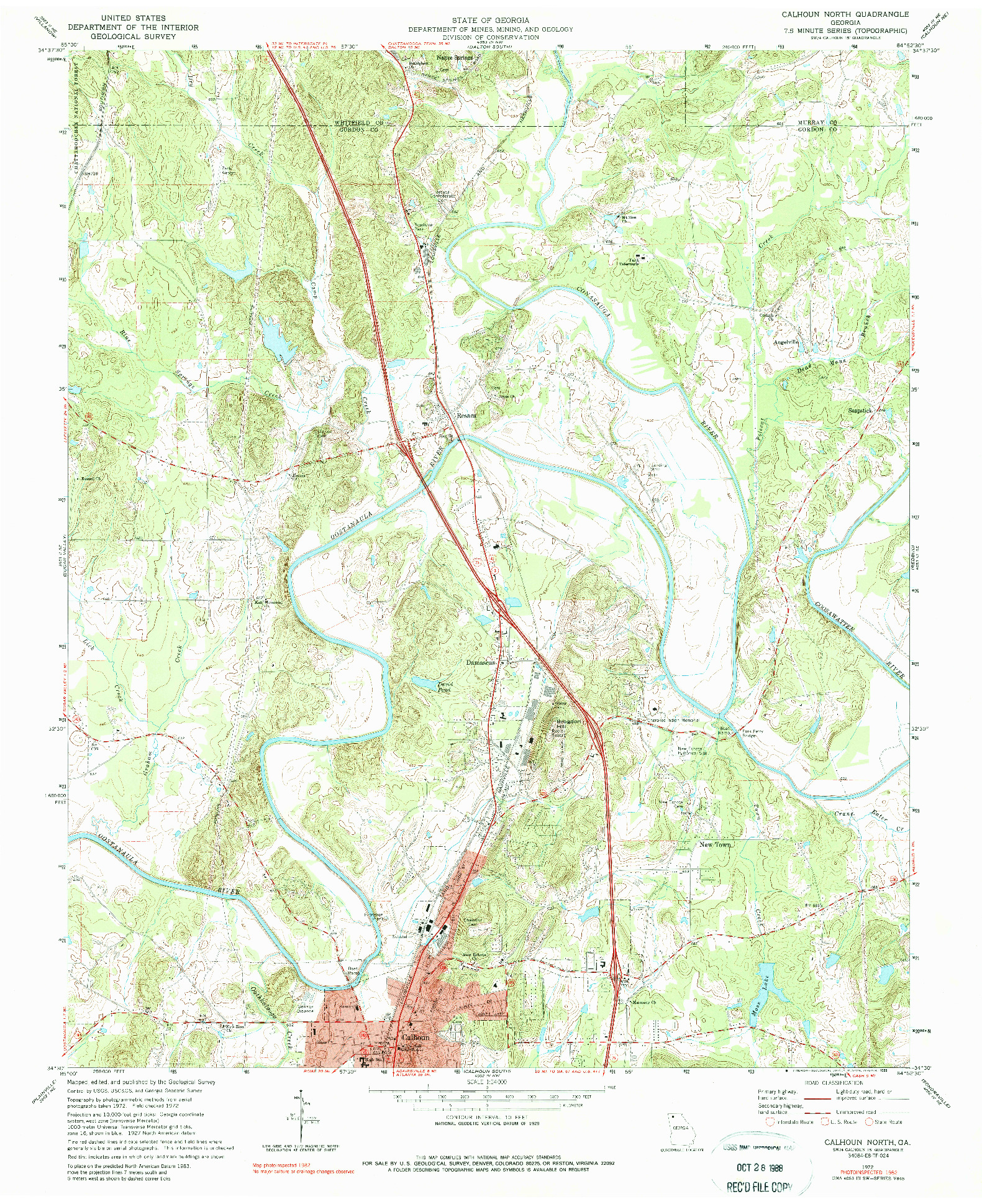 USGS 1:24000-SCALE QUADRANGLE FOR CALHOUN NORTH, GA 1972