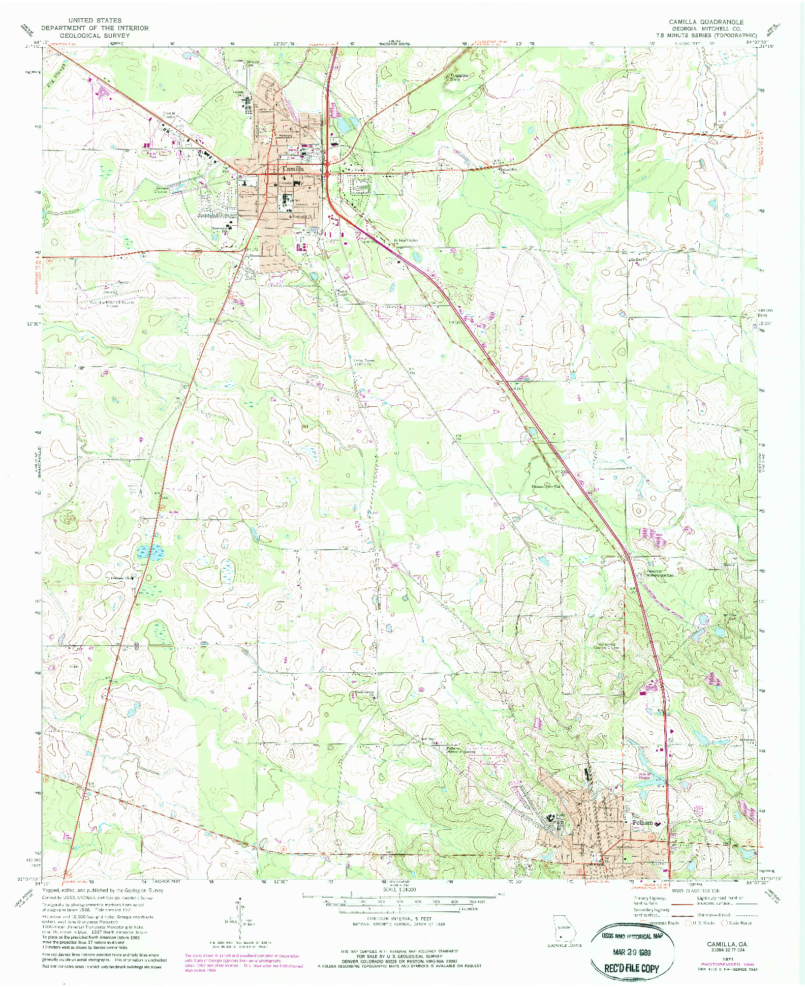 USGS 1:24000-SCALE QUADRANGLE FOR CAMILLA, GA 1971