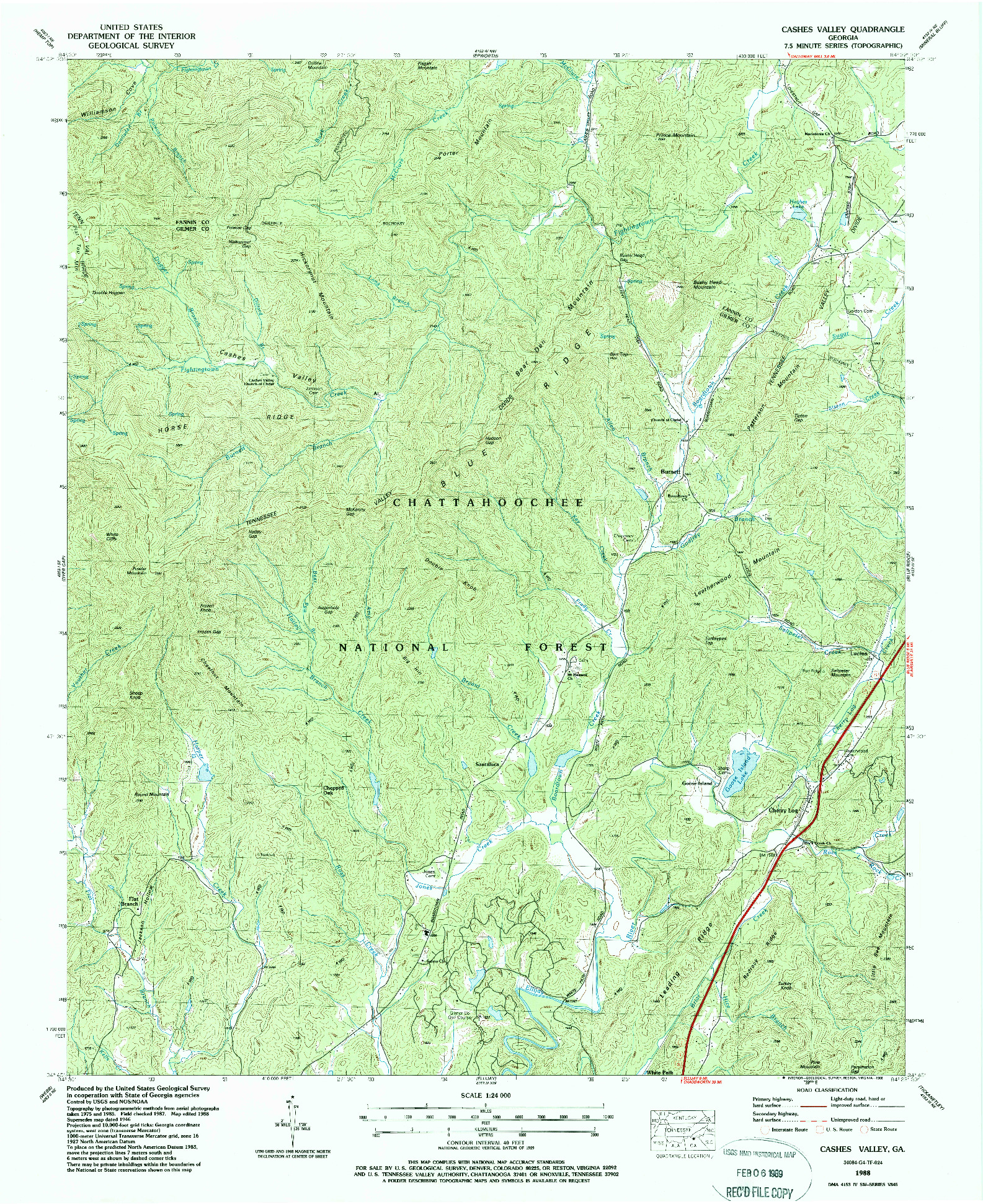 USGS 1:24000-SCALE QUADRANGLE FOR CASHES VALLEY, GA 1988
