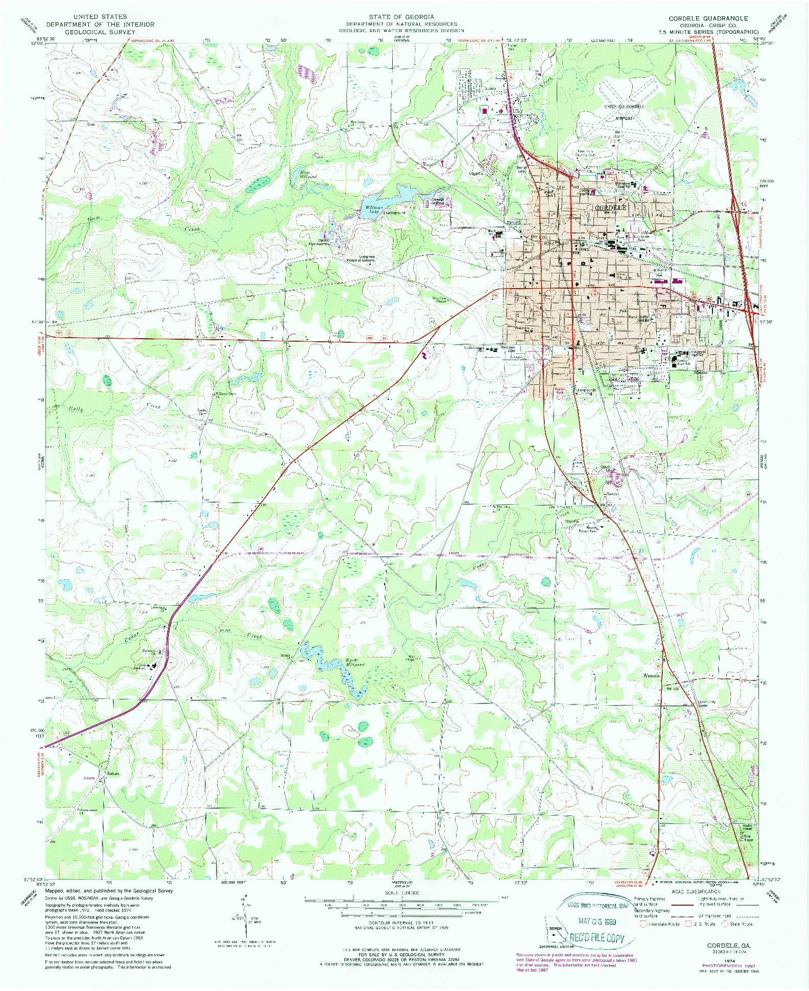 USGS 1:24000-SCALE QUADRANGLE FOR CORDELE, GA 1974