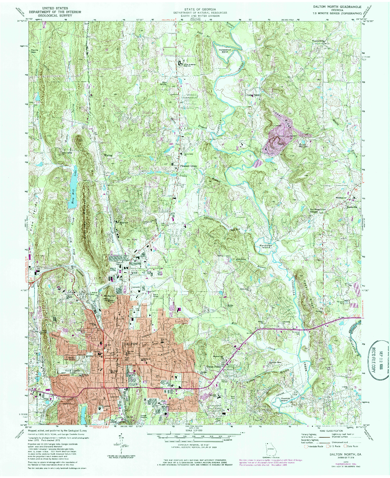 USGS 1:24000-SCALE QUADRANGLE FOR DALTON NORTH, GA 1972