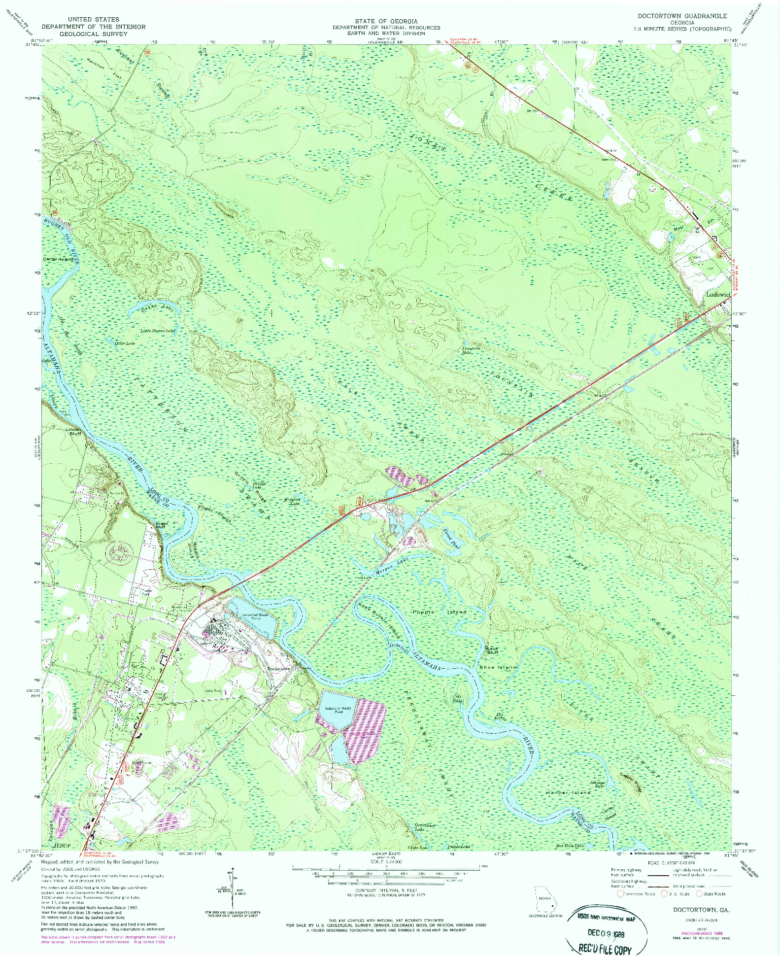 USGS 1:24000-SCALE QUADRANGLE FOR DOCTORTOWN, GA 1970