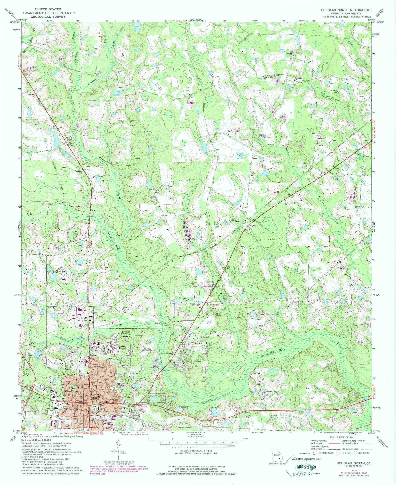 USGS 1:24000-SCALE QUADRANGLE FOR DOUGLAS NORTH, GA 1971