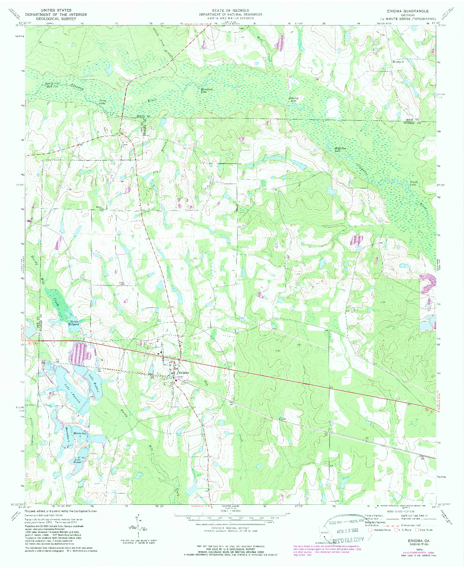 USGS 1:24000-SCALE QUADRANGLE FOR ENIGMA, GA 1973