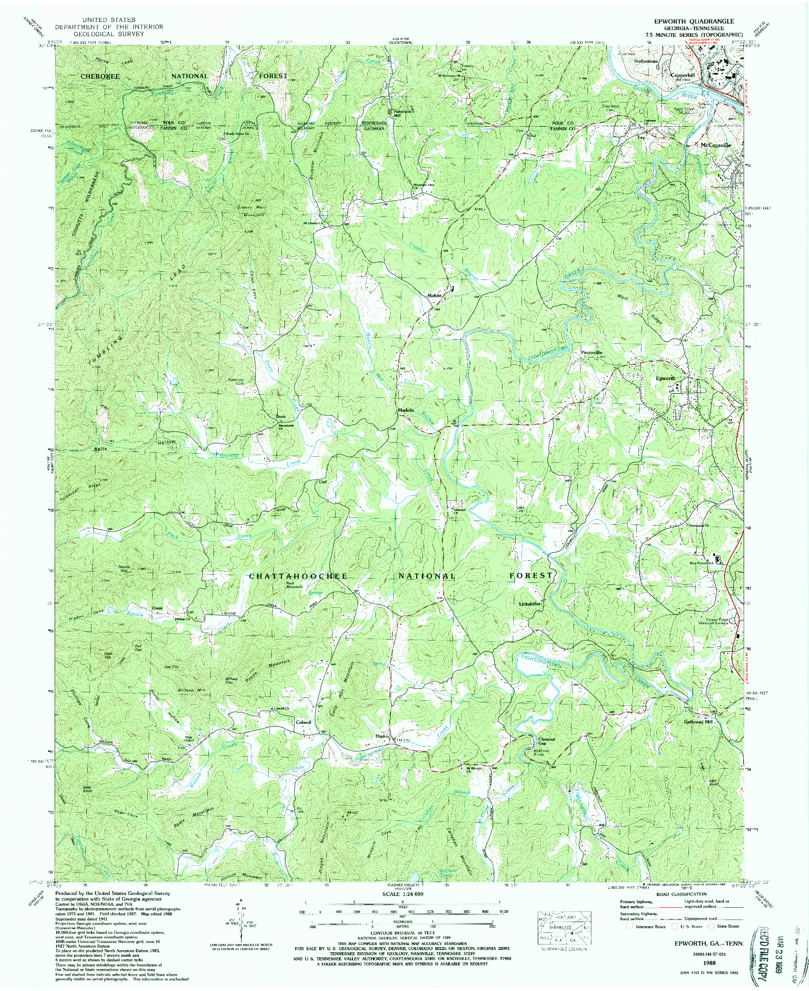 USGS 1:24000-SCALE QUADRANGLE FOR EPWORTH, GA 1988