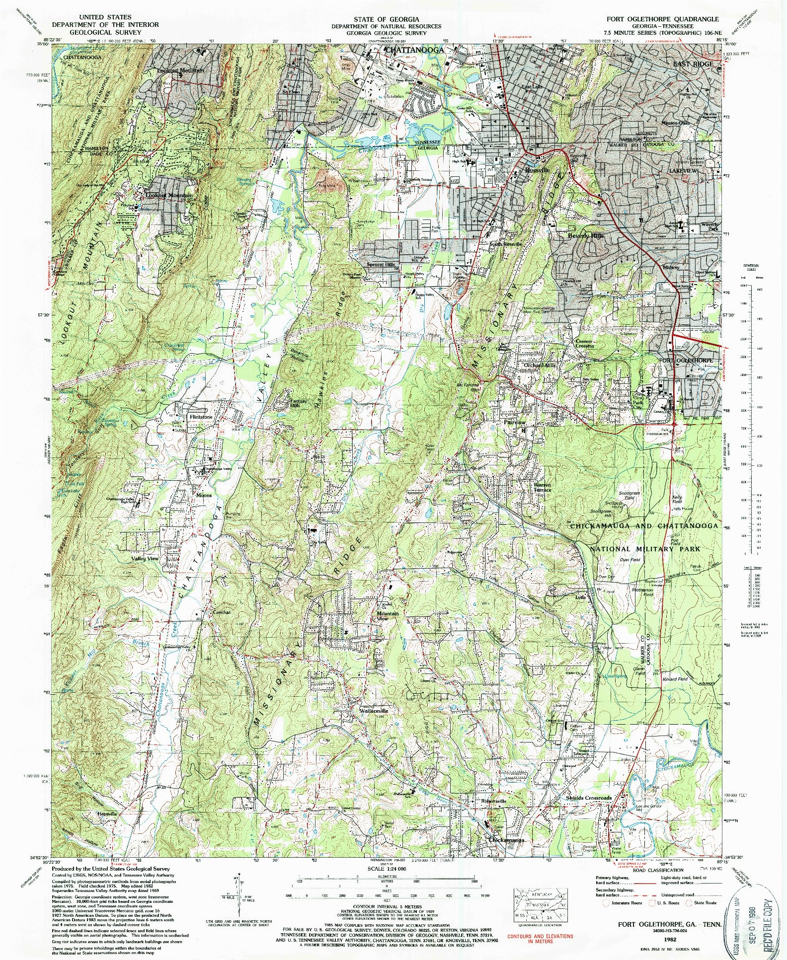 USGS 1:24000-SCALE QUADRANGLE FOR FORT OGLETHORPE, GA 1982