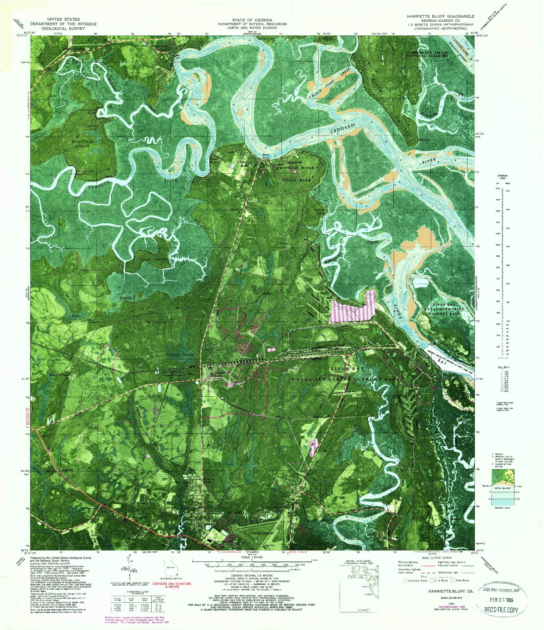 USGS 1:24000-SCALE QUADRANGLE FOR HARRIETTS BLUFF, GA 1980