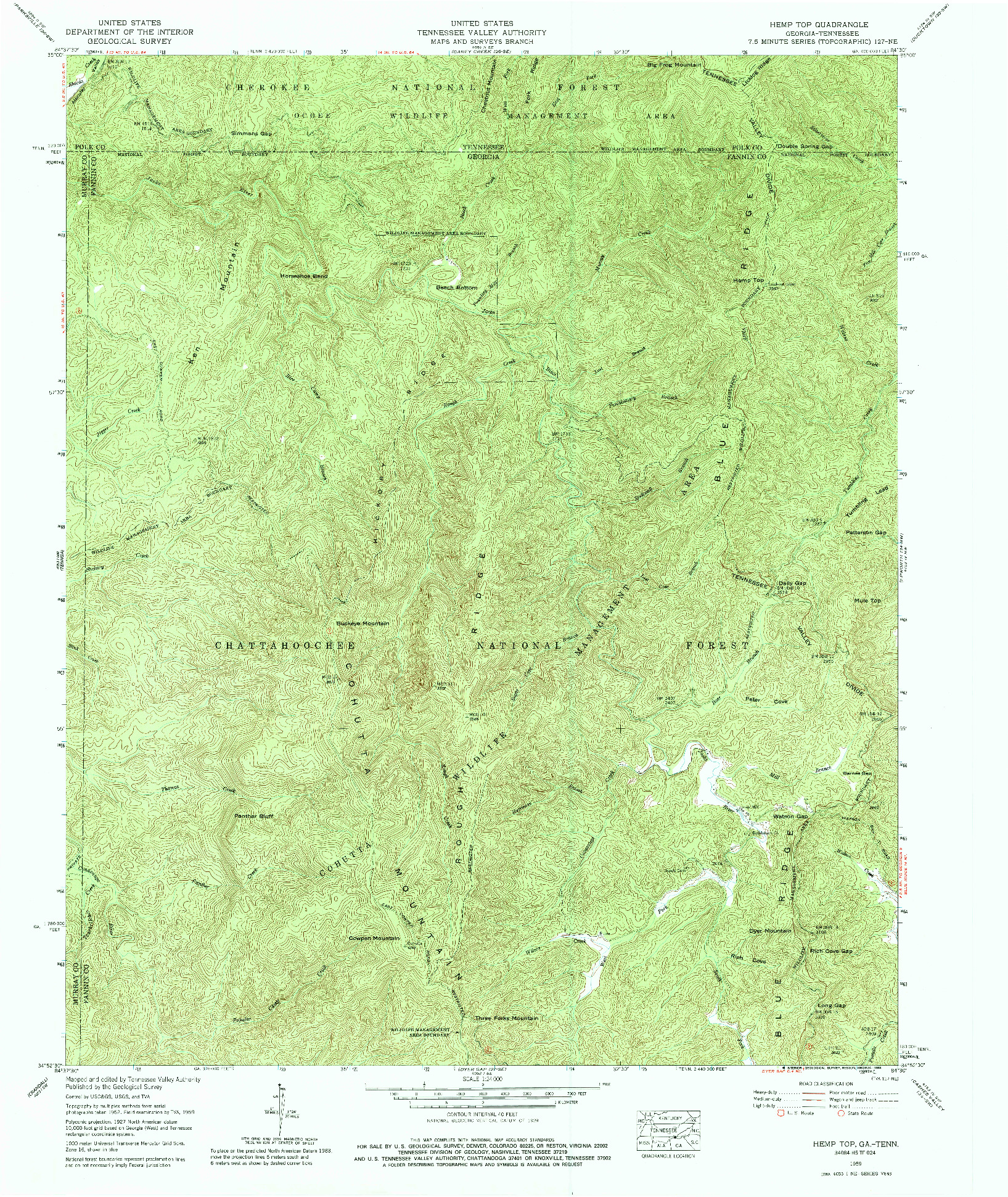 USGS 1:24000-SCALE QUADRANGLE FOR HEMP TOP, GA 1959