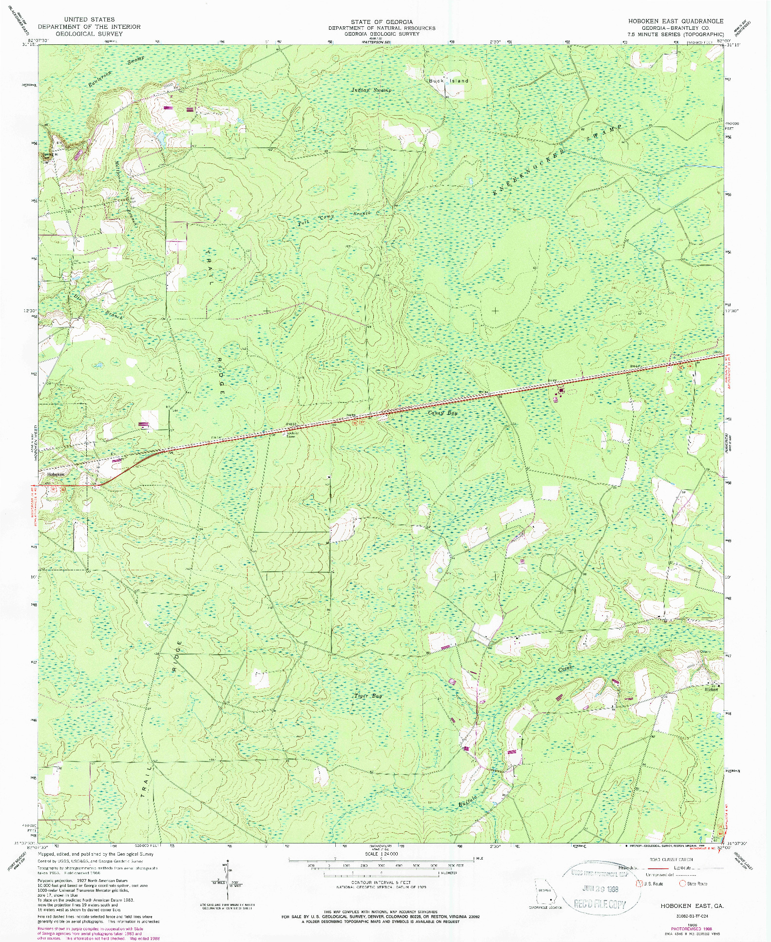 USGS 1:24000-SCALE QUADRANGLE FOR HOBOKEN EAST, GA 1966