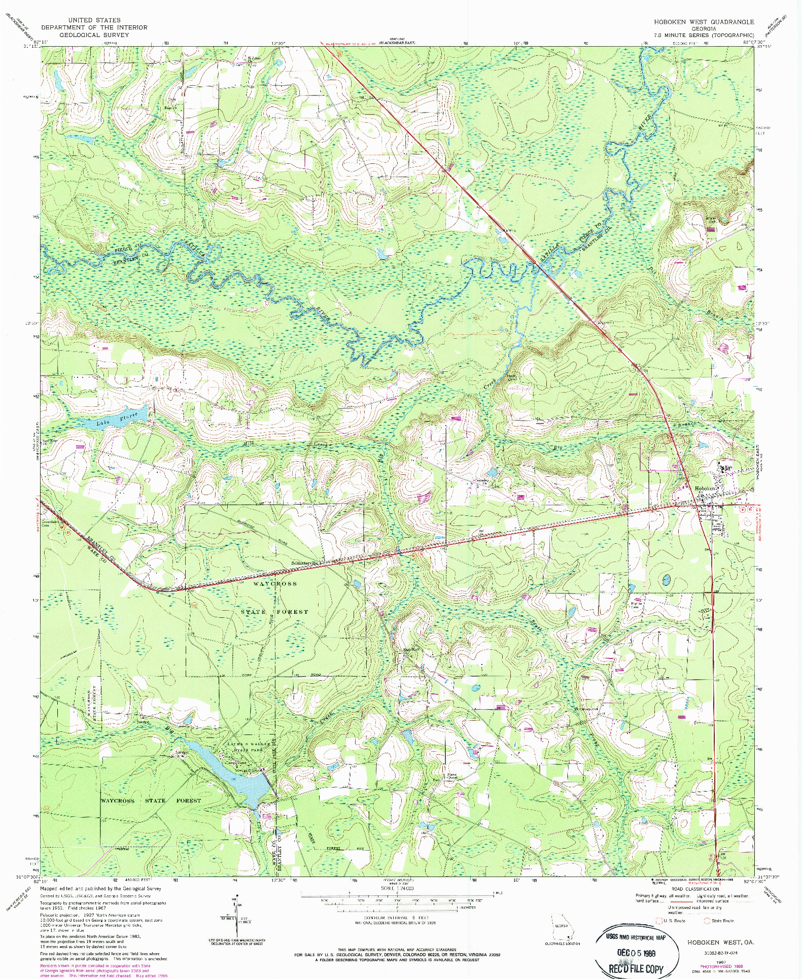 USGS 1:24000-SCALE QUADRANGLE FOR HOBOKEN WEST, GA 1967