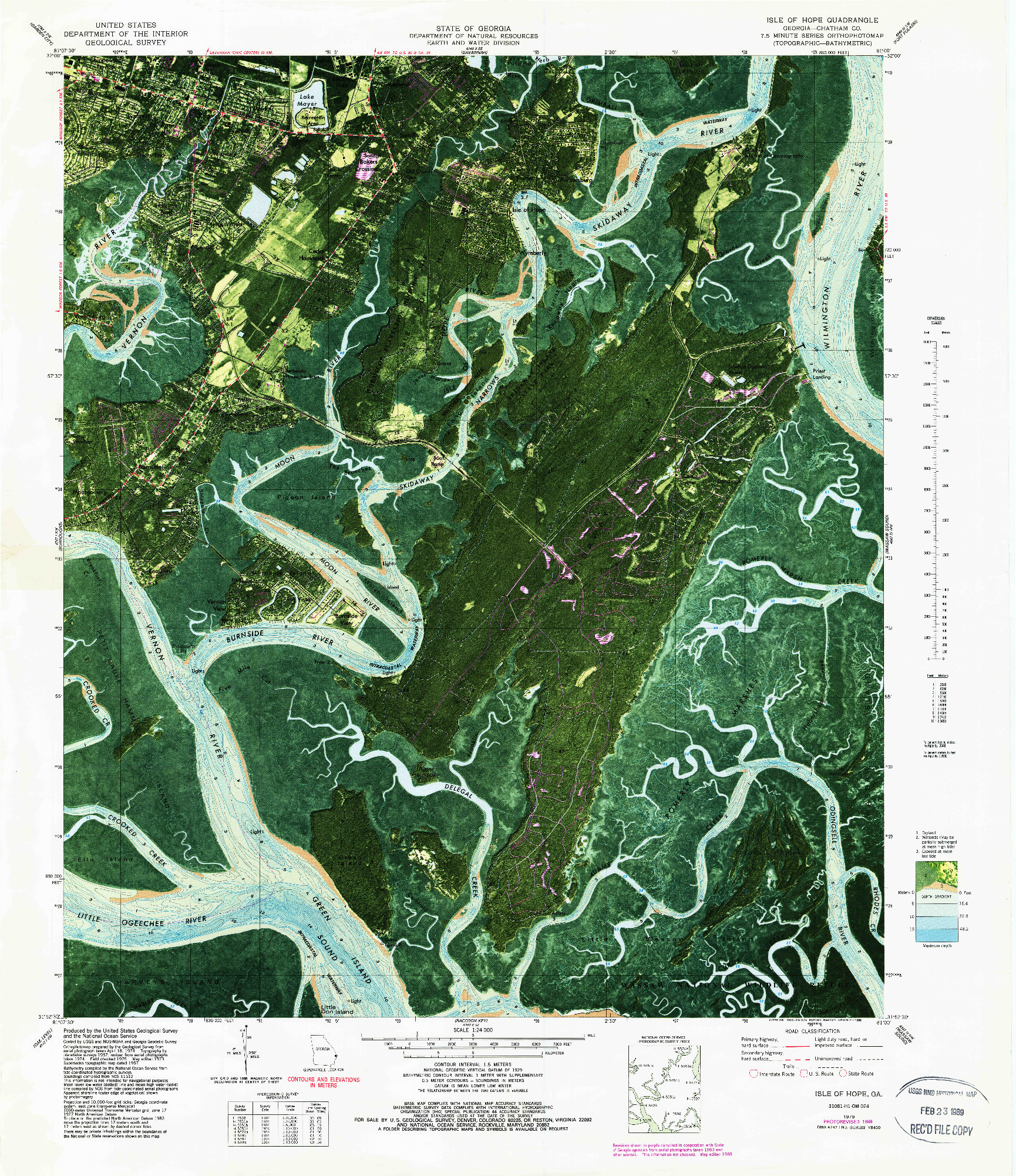 USGS 1:24000-SCALE QUADRANGLE FOR ISLE OF HOPE, GA 1979