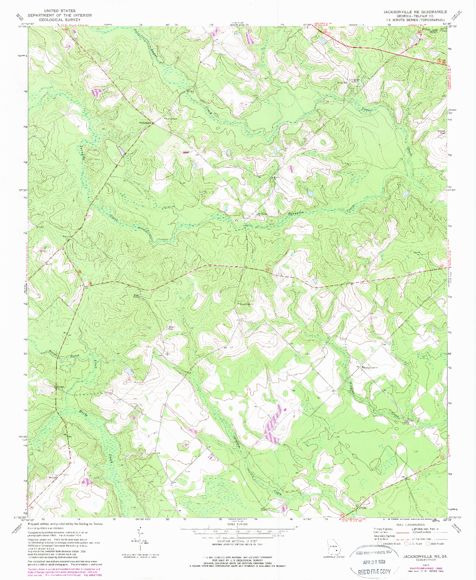 USGS 1:24000-SCALE QUADRANGLE FOR JACKSONVILLE NE, GA 1971