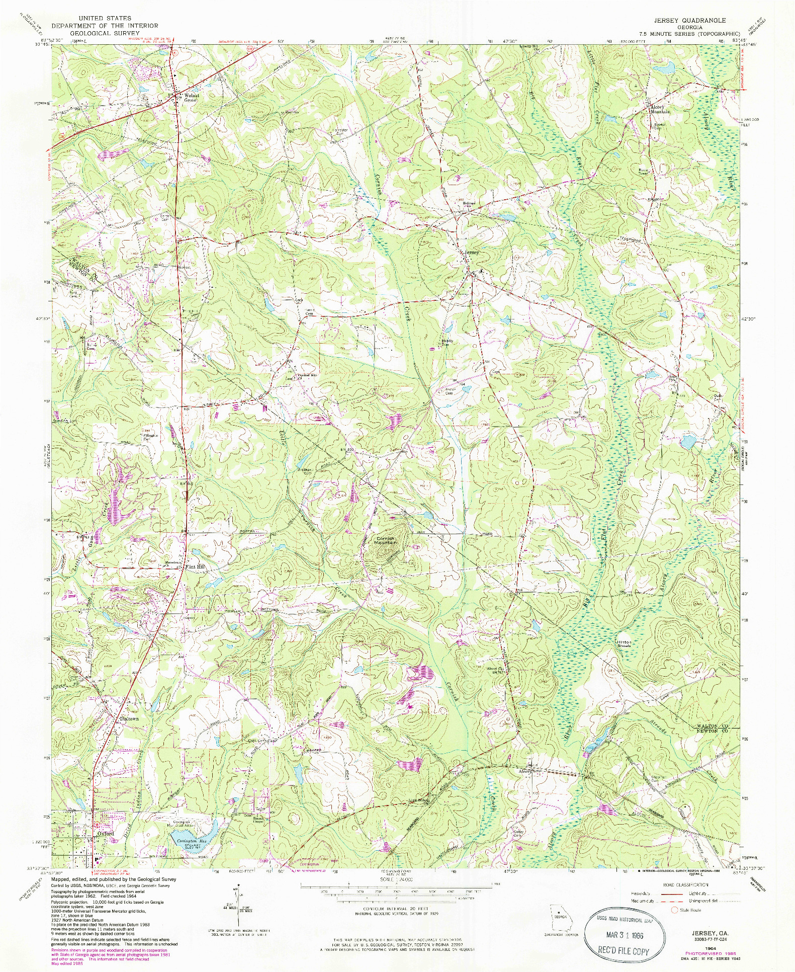 USGS 1:24000-SCALE QUADRANGLE FOR JERSEY, GA 1964