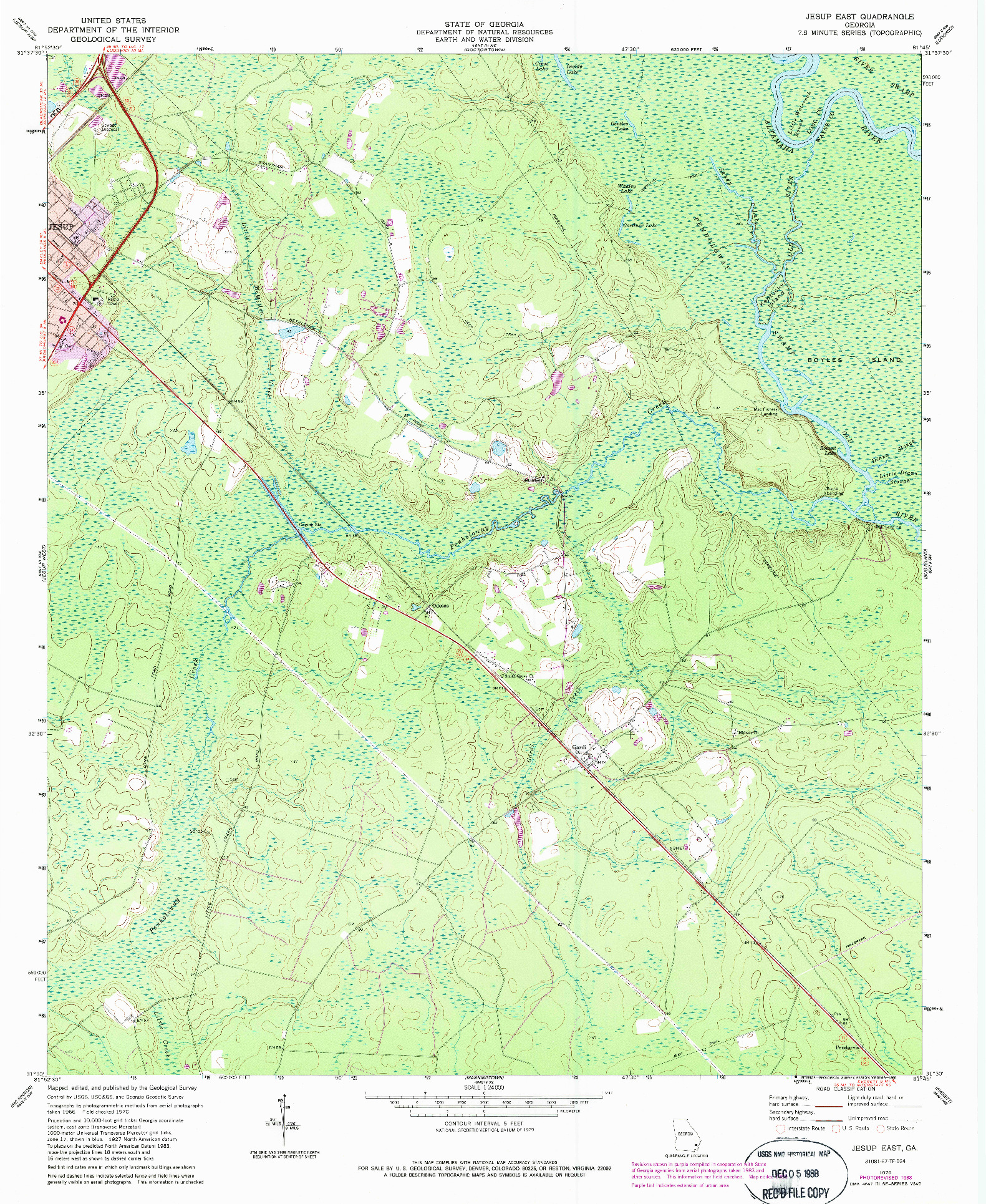 USGS 1:24000-SCALE QUADRANGLE FOR JESUP EAST, GA 1970