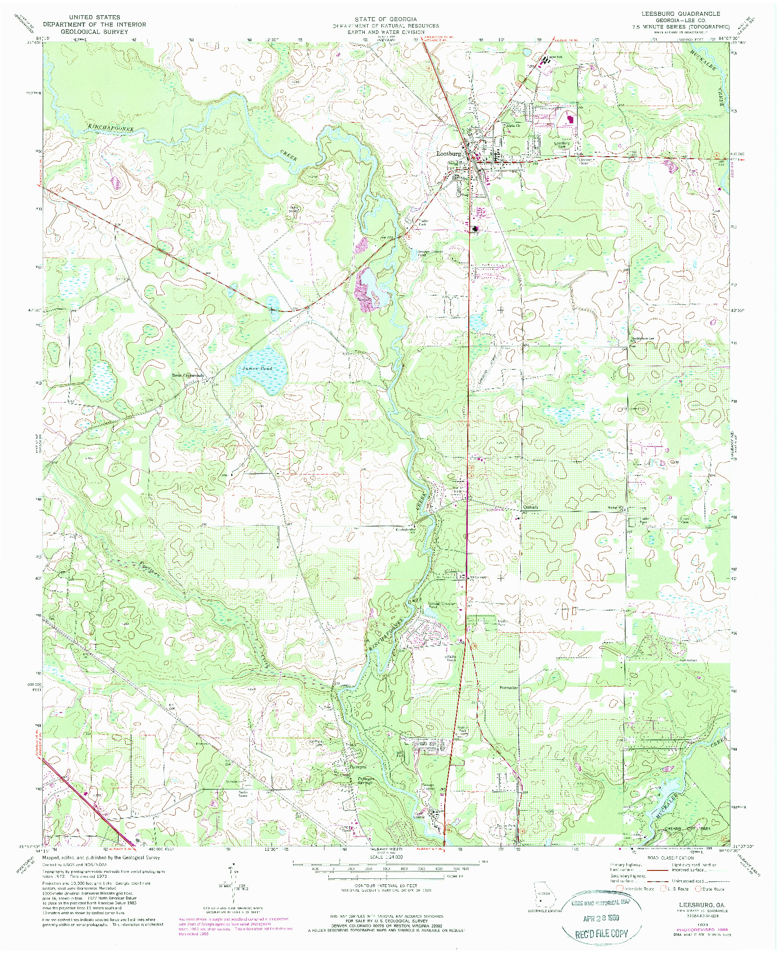 USGS 1:24000-SCALE QUADRANGLE FOR LEESBURG, GA 1973