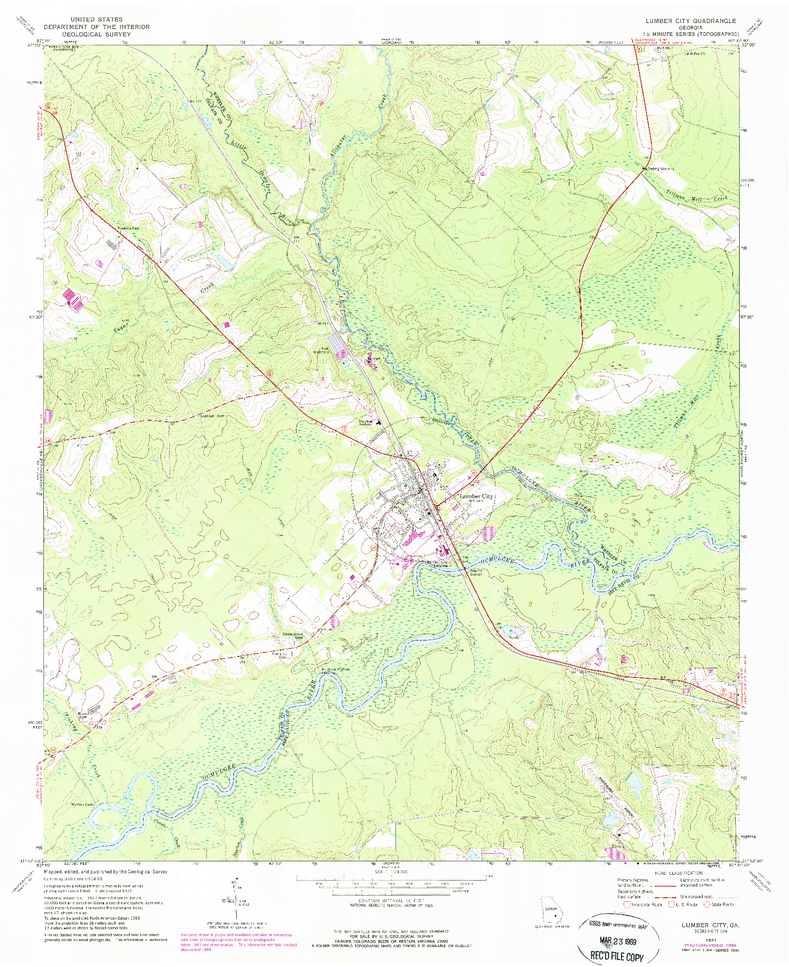 USGS 1:24000-SCALE QUADRANGLE FOR LUMBER CITY, GA 1971