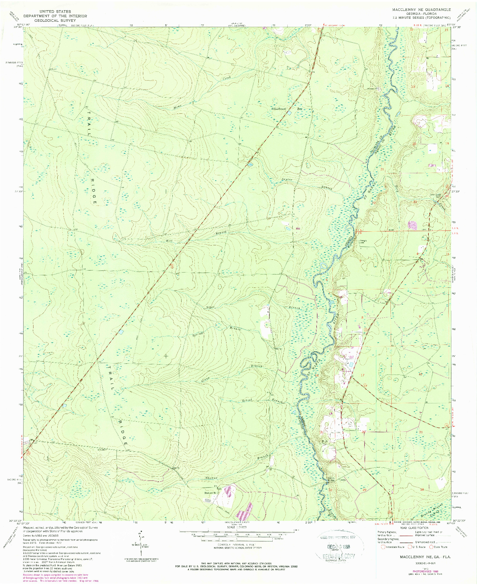 USGS 1:24000-SCALE QUADRANGLE FOR MACCLENNY NE, GA 1972