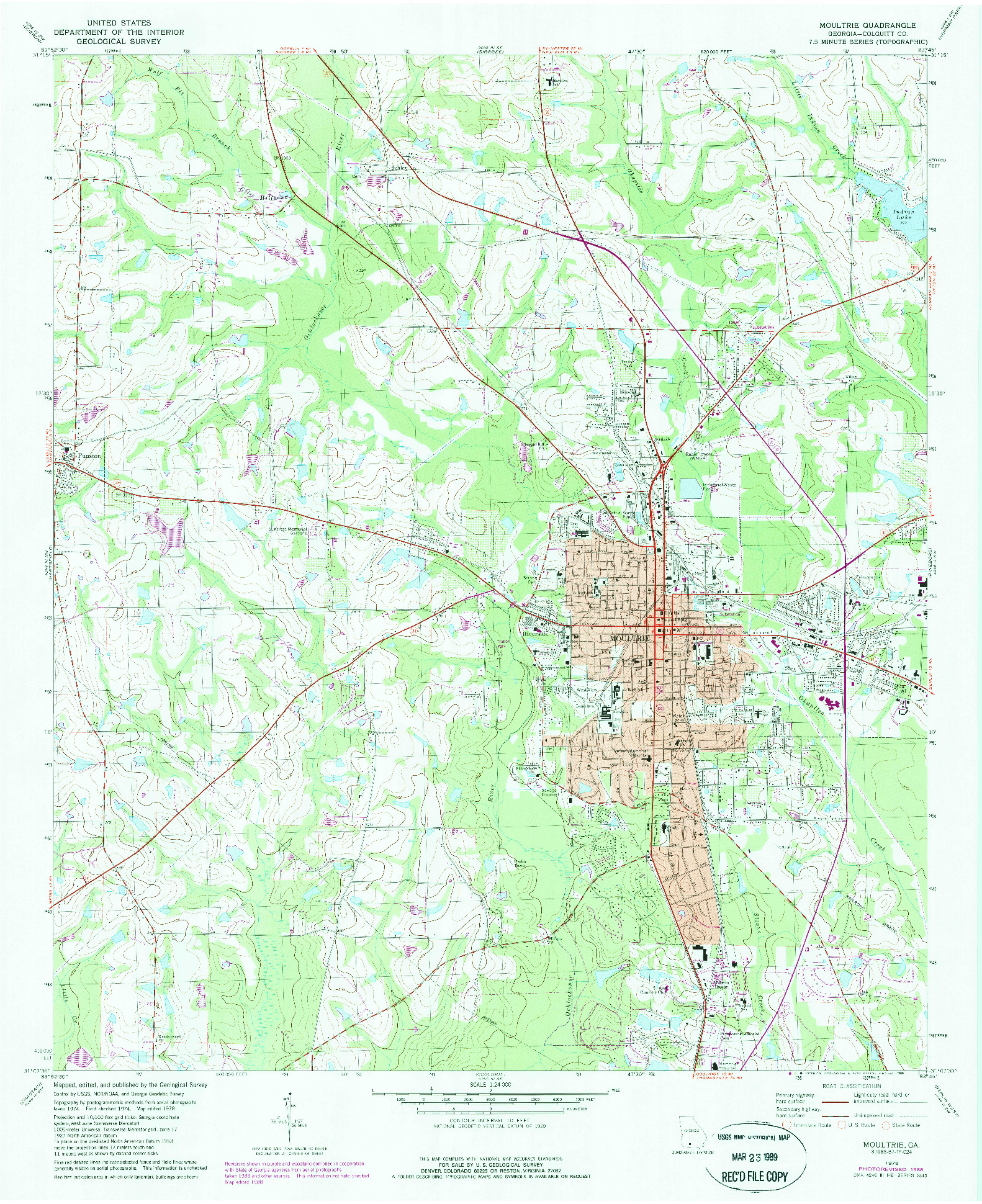 USGS 1:24000-SCALE QUADRANGLE FOR MOULTRIE, GA 1978