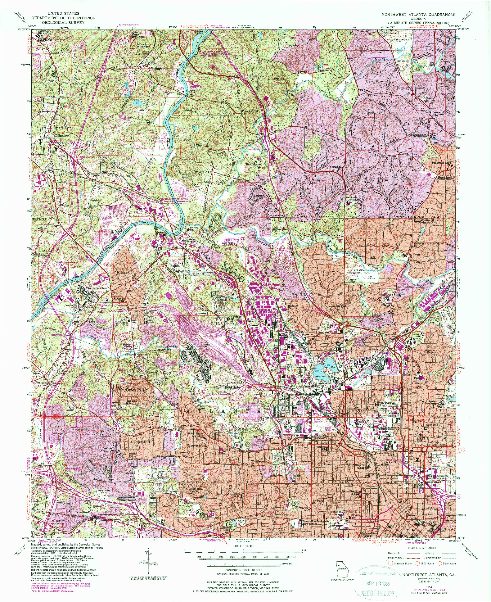 USGS 1:24000-SCALE QUADRANGLE FOR NORTHWEST ATLANTA, GA 1954