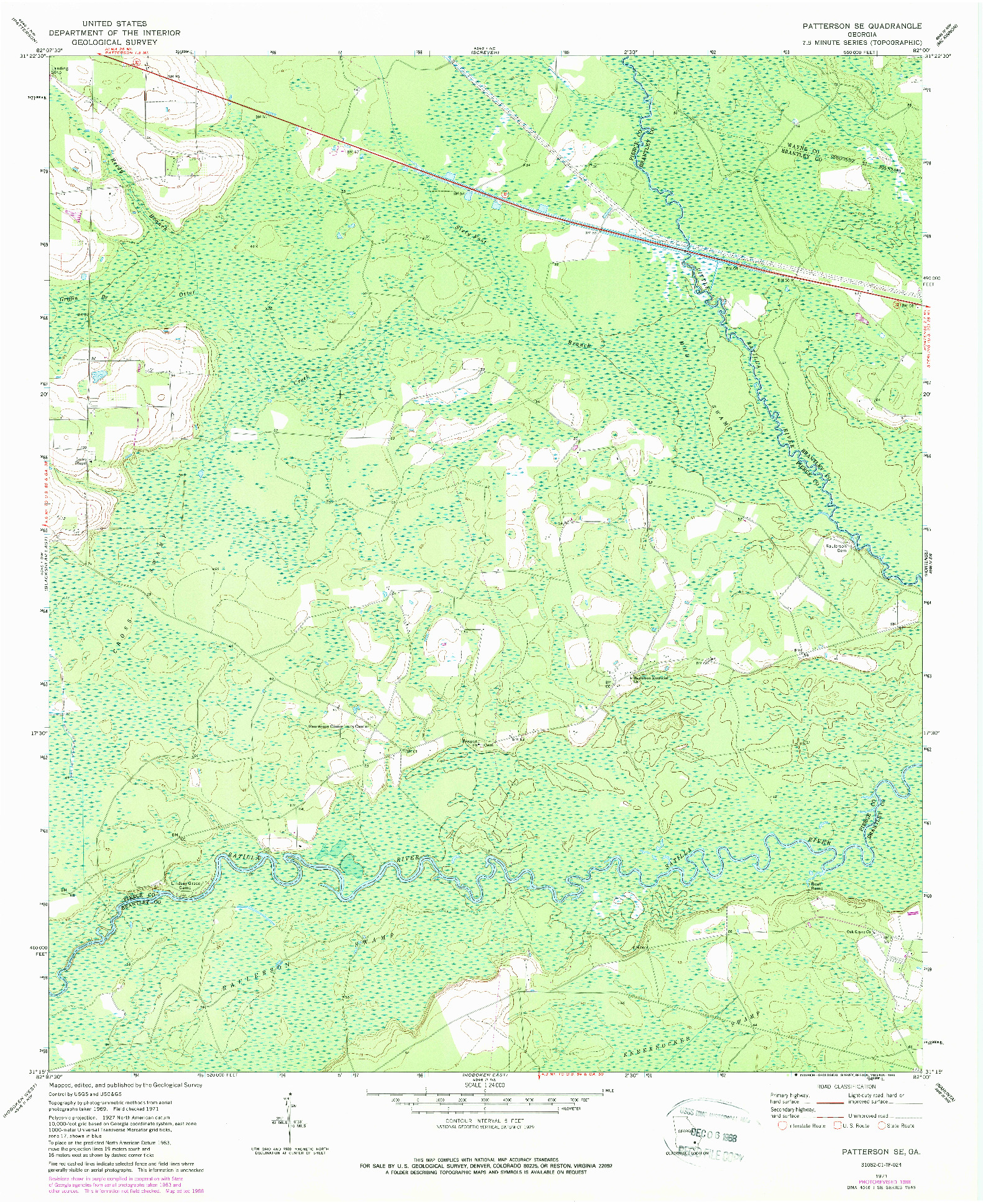 USGS 1:24000-SCALE QUADRANGLE FOR PATTERSON SE, GA 1971