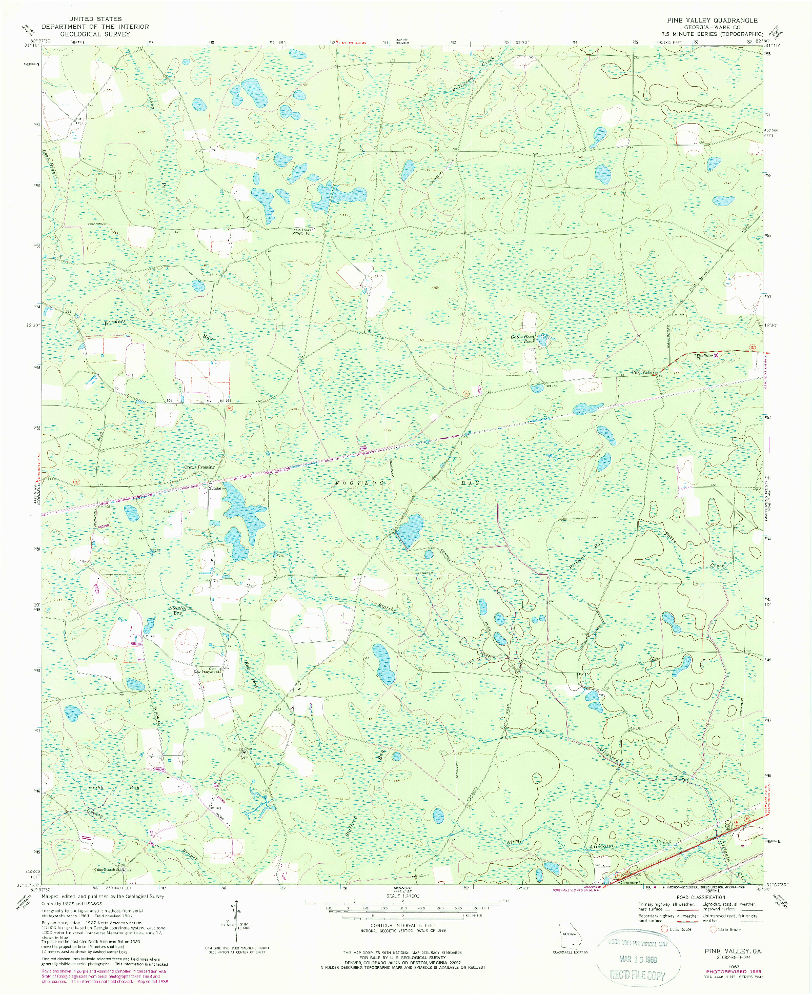 USGS 1:24000-SCALE QUADRANGLE FOR PINE VALLEY, GA 1967