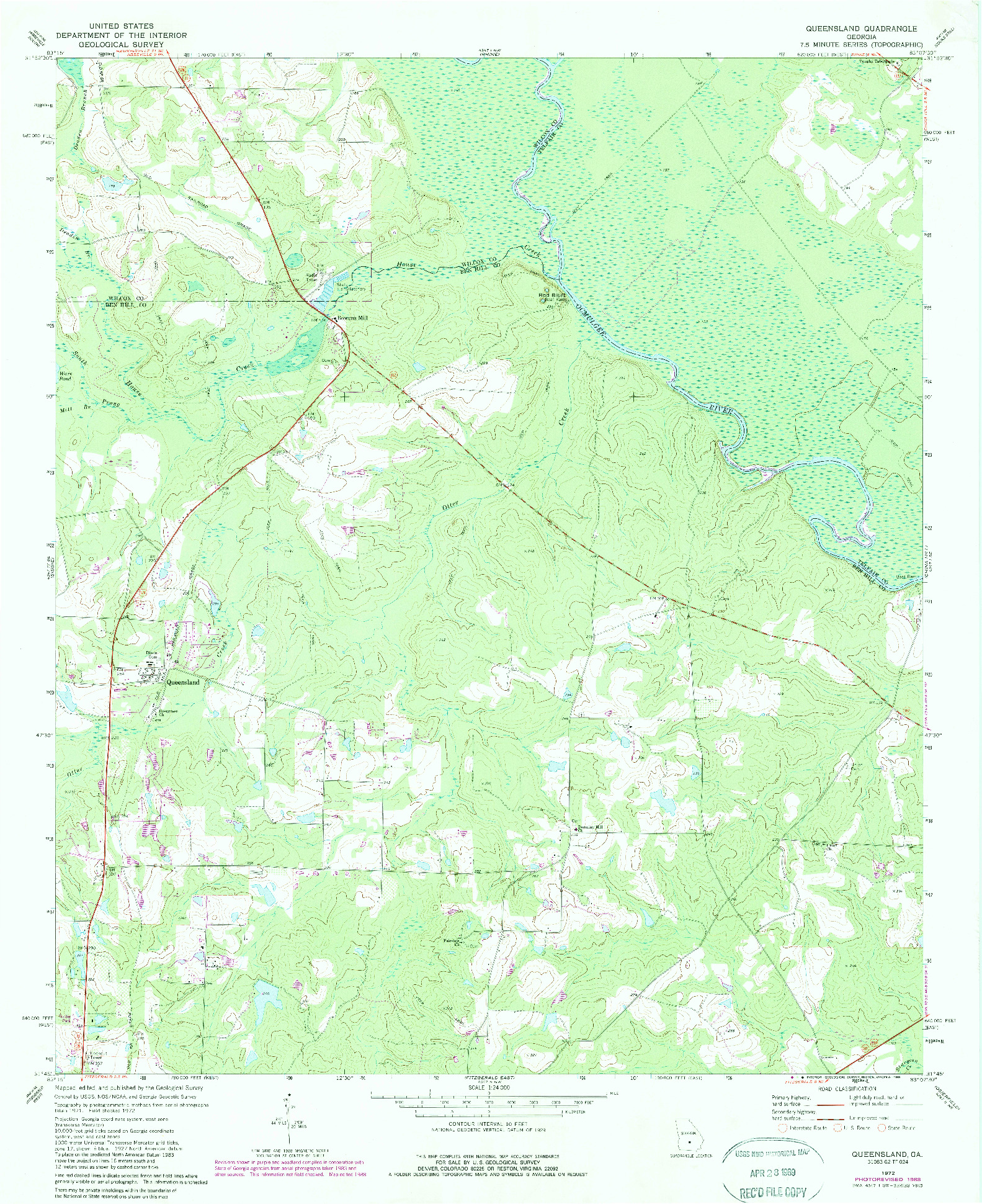 USGS 1:24000-SCALE QUADRANGLE FOR QUEENSLAND, GA 1972