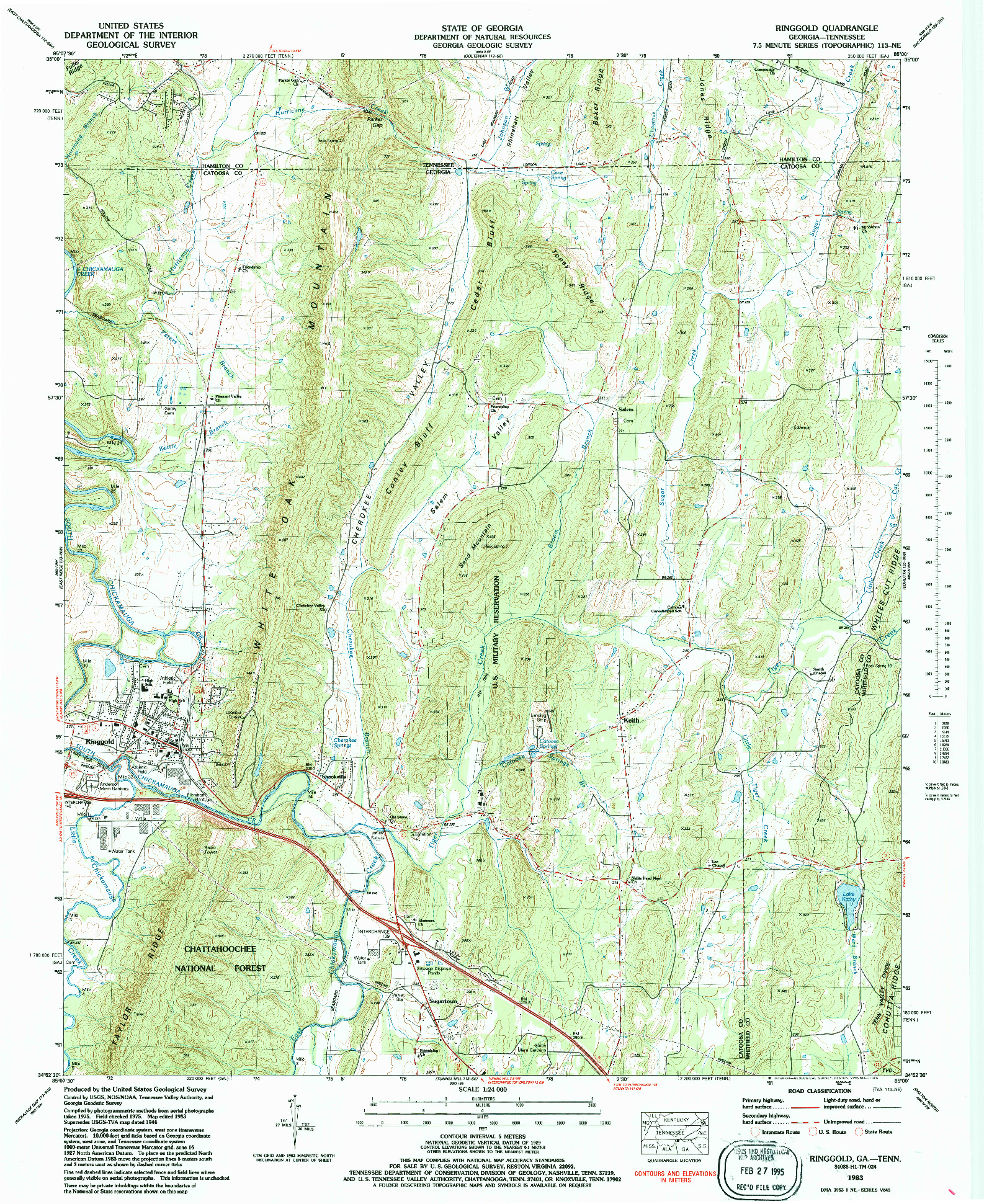 USGS 1:24000-SCALE QUADRANGLE FOR RINGGOLD, GA 1983