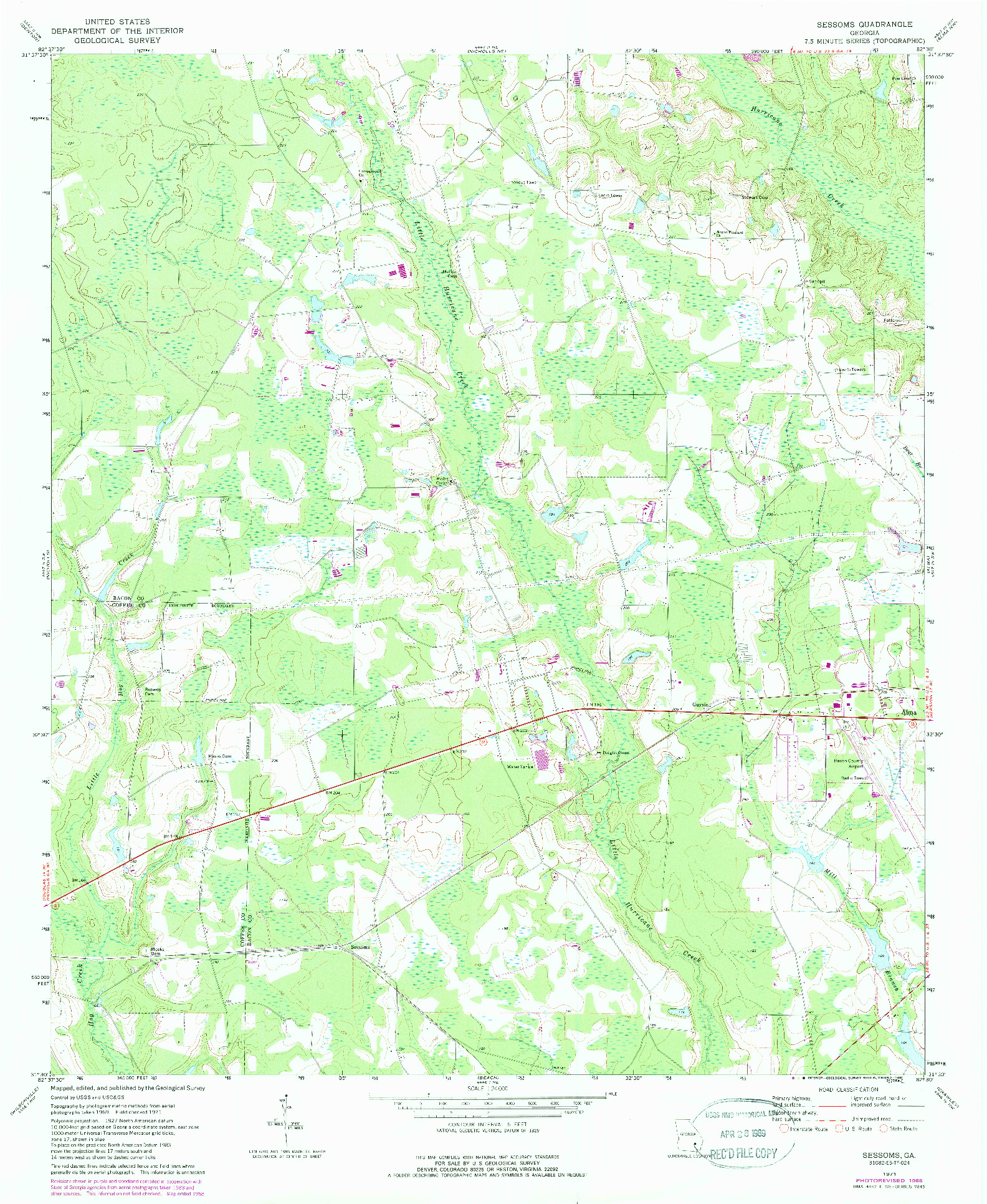 USGS 1:24000-SCALE QUADRANGLE FOR SESSOMS, GA 1971